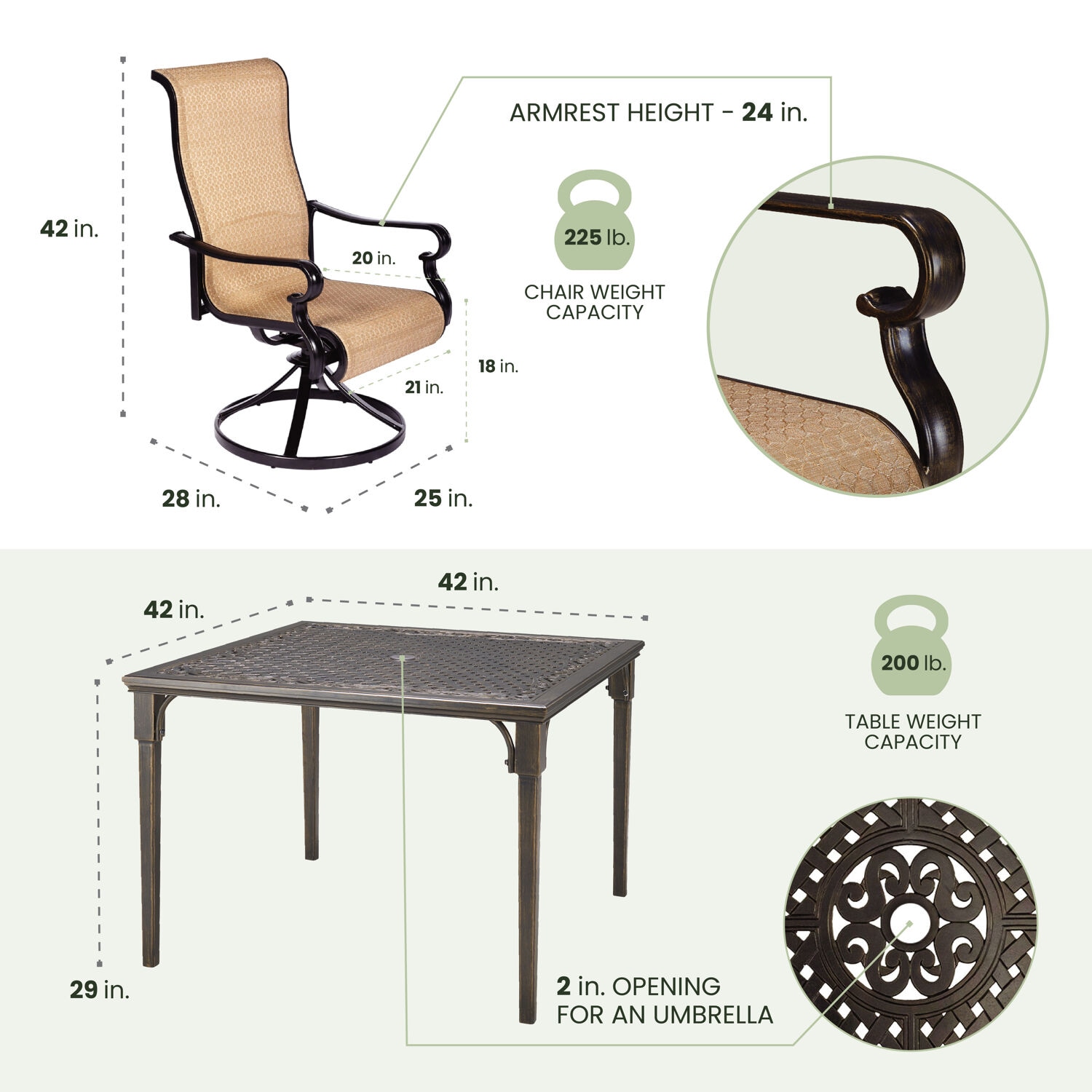 Hanover BRIGDN5PCSWSQ Patio-Dining-Sets - View #3