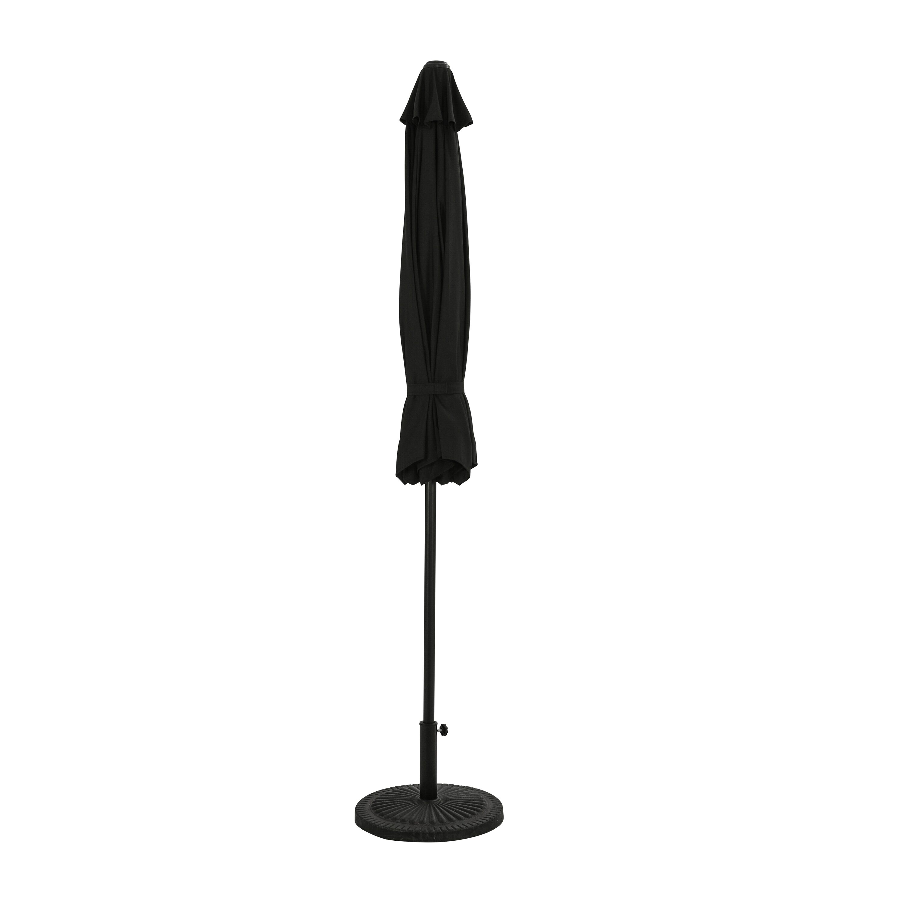 9-Foot Black Aluminum Market Patio Umbrella with Auto-Tilt
