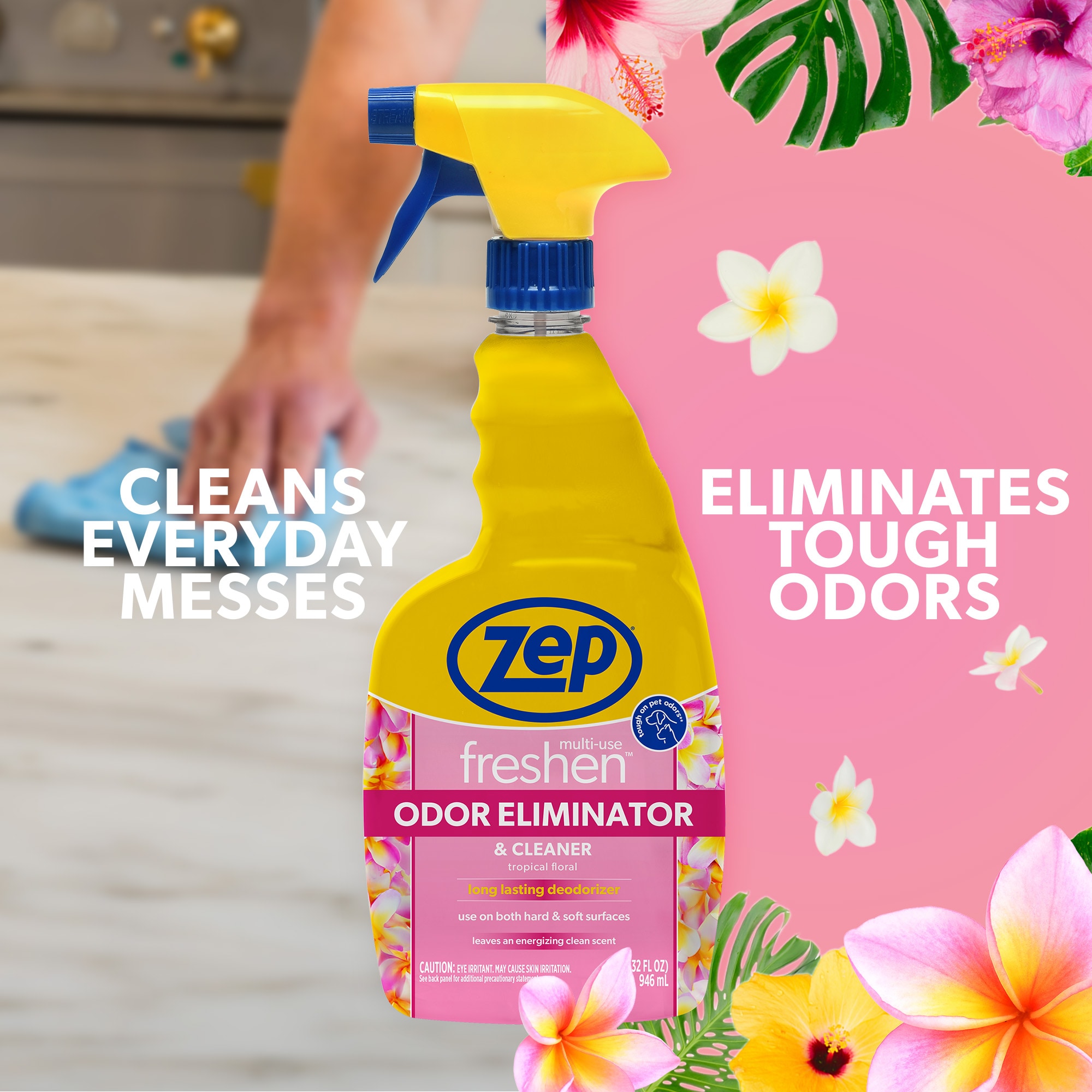 Zep Freshen Multi-Use Odor Eliminator Cleaner 32 -oz Tropical
