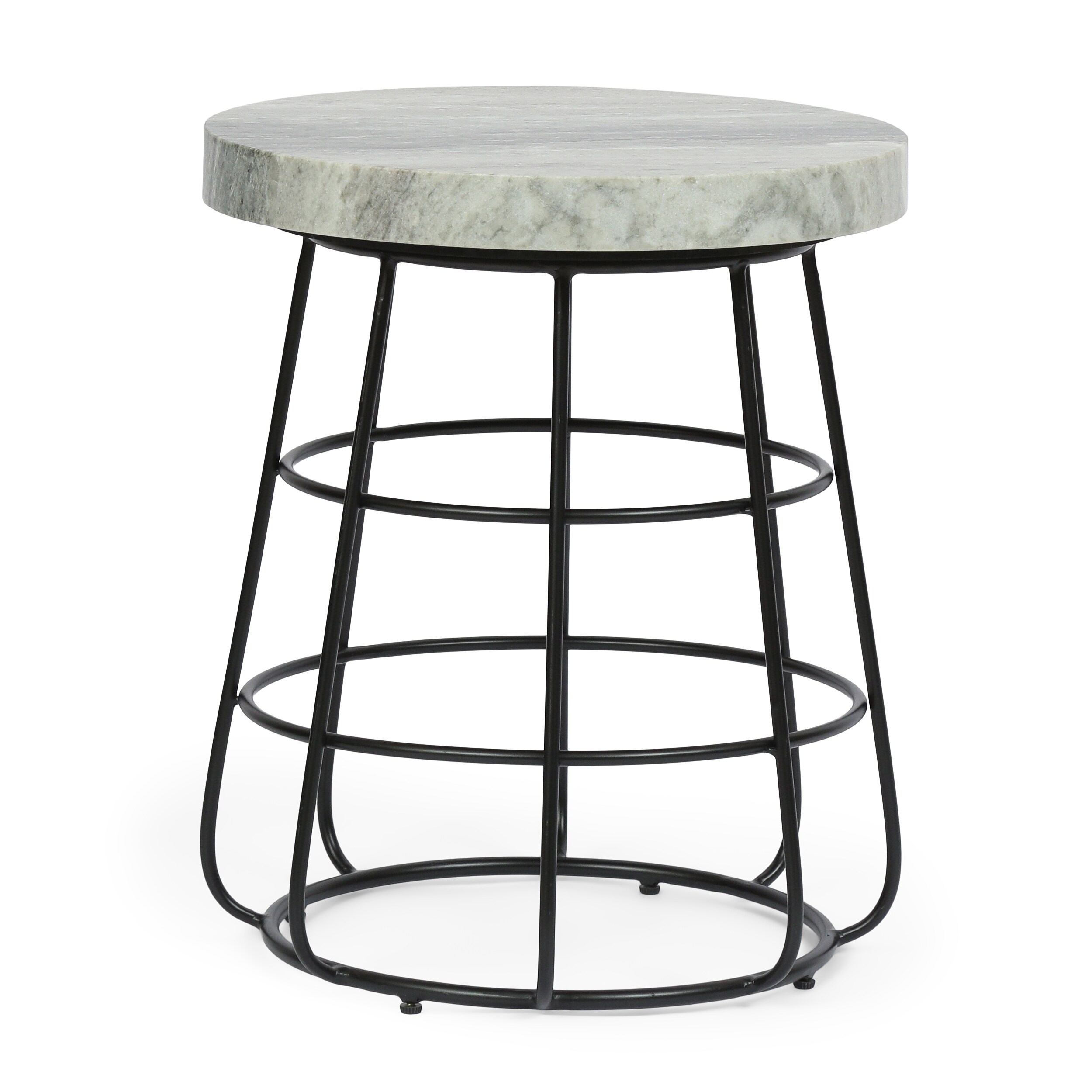 AHIOU HOME ZAAHG-71073GS 22-in BlackWhite Metal Barrel Garden Stool