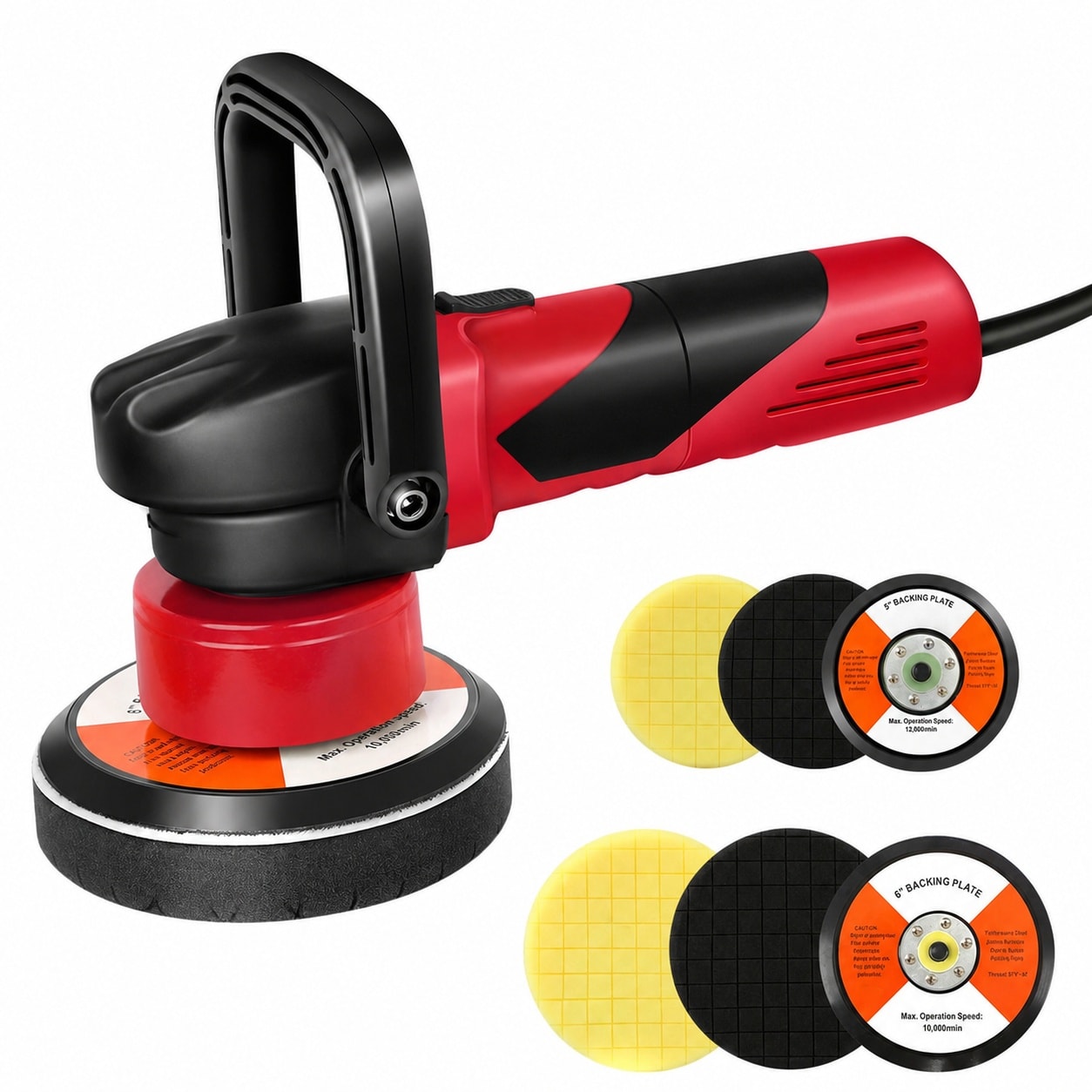 KHKFY Dual Action Buffer Polisher Kit for Car Detailing 5 Inch and 6 Inch Pads Random Orbital Variable Speed Waxer with Adjustable Handle 6 pcs #LKH0711X036