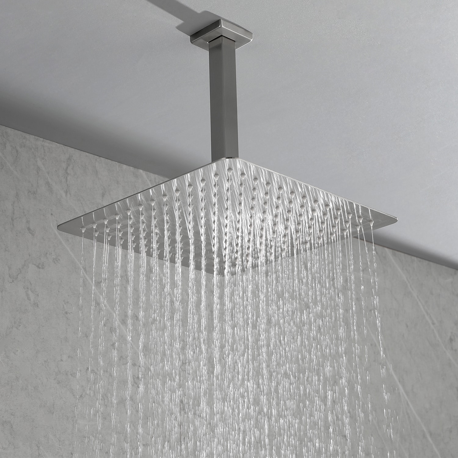 waterpar WPLO-SH450 1 -Spray Brushed Nickel 10-in Square Rain High Pressure Shower Head 2.5 GPM