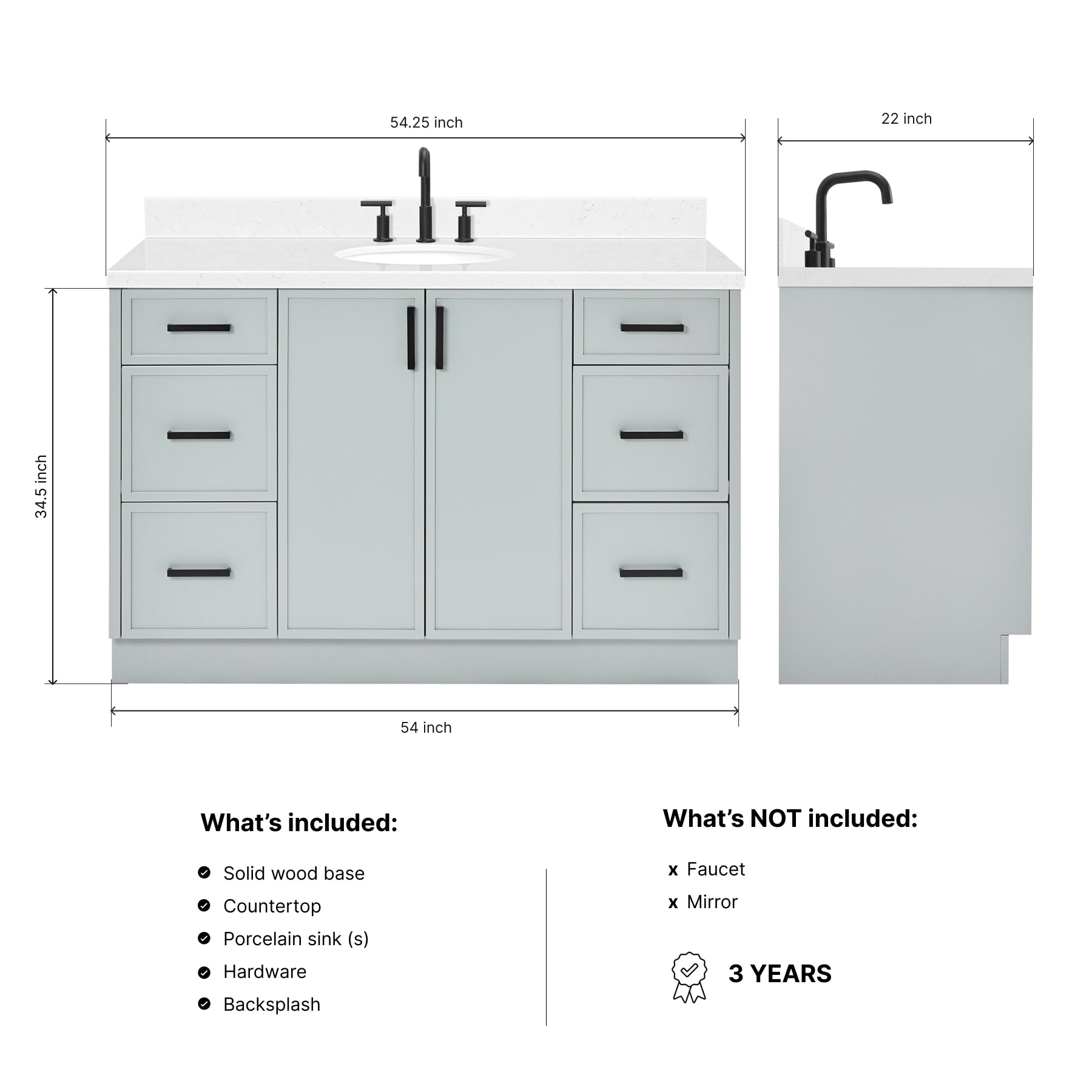 ARIEL K54CQOVOGRY Bath-Vanity-Combo - View #4