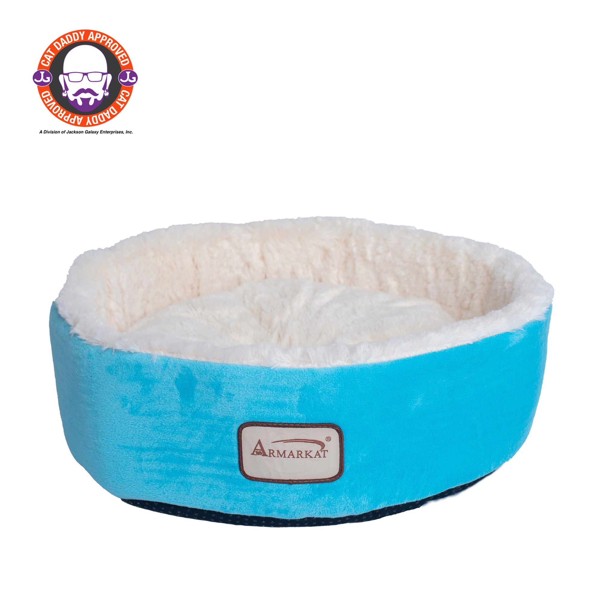 Armarkat C12HTL/MB Round Sky blue/ivory Bolster Cat Bed ( Small )