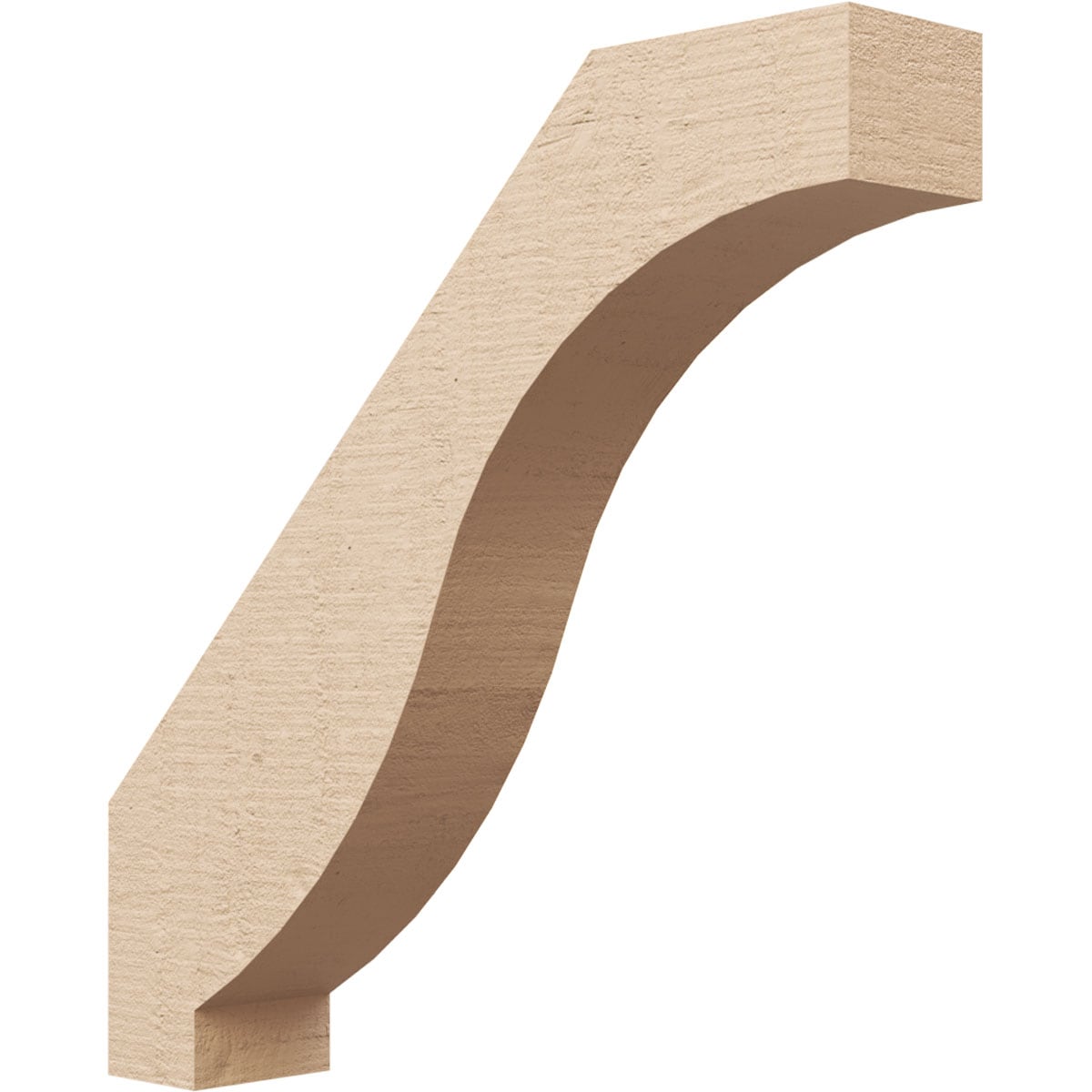 Ekena Millwork BRCUR03X16X16BKRRCPR 3-in x 16-in x 16-in Primed Urethane Baker Rough Cedar Woodgrain TimberThane Knee Brace