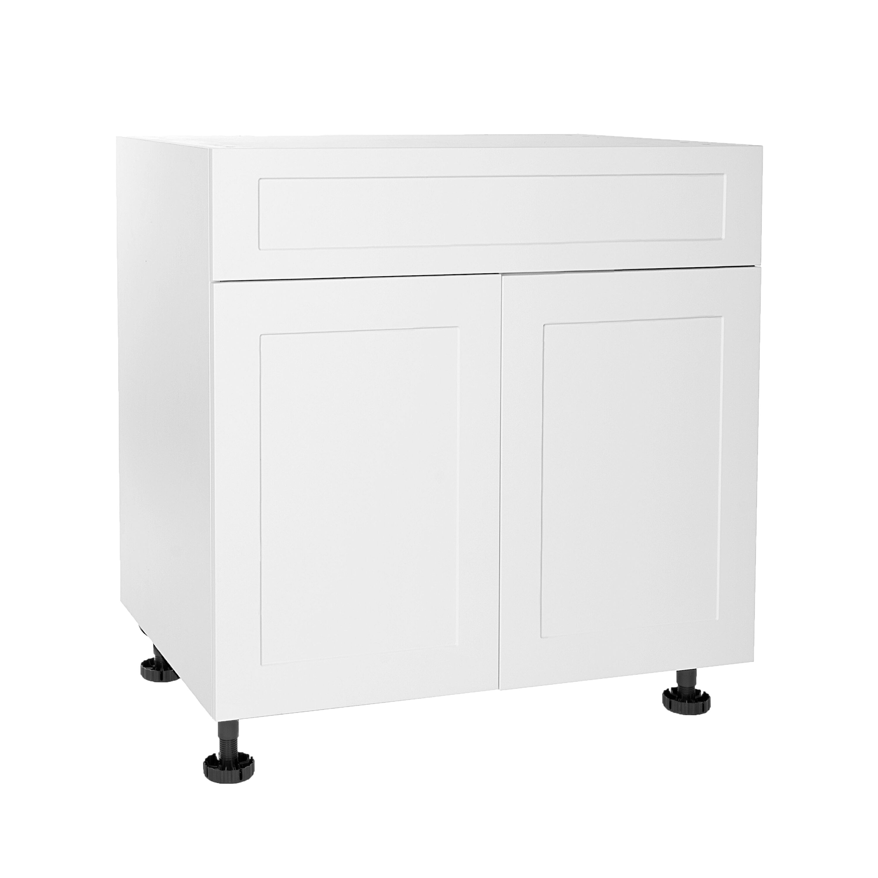 Cambridge SA-BUS30-SW 30-in W x 34.5-in H x 24-in D Shaker White Sink Base Ready To Assemble Cabinet (Flat Panel Shaker Door Style)