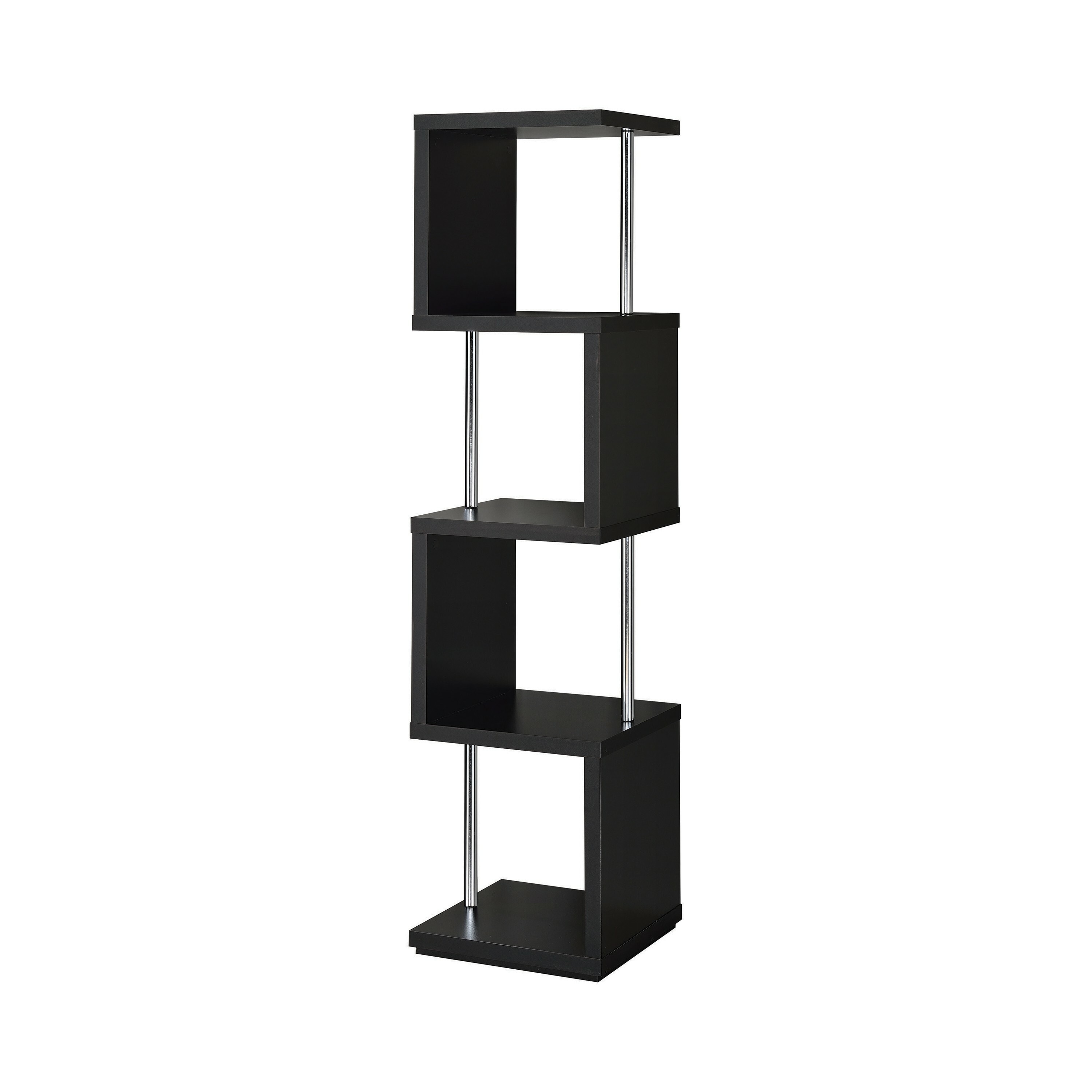 Benzara BM159153 Black Wood 4 -Shelf Bookcase ( 15.5-Inches W x 66.5-Inches H x 15.5-Inches D ) Finished