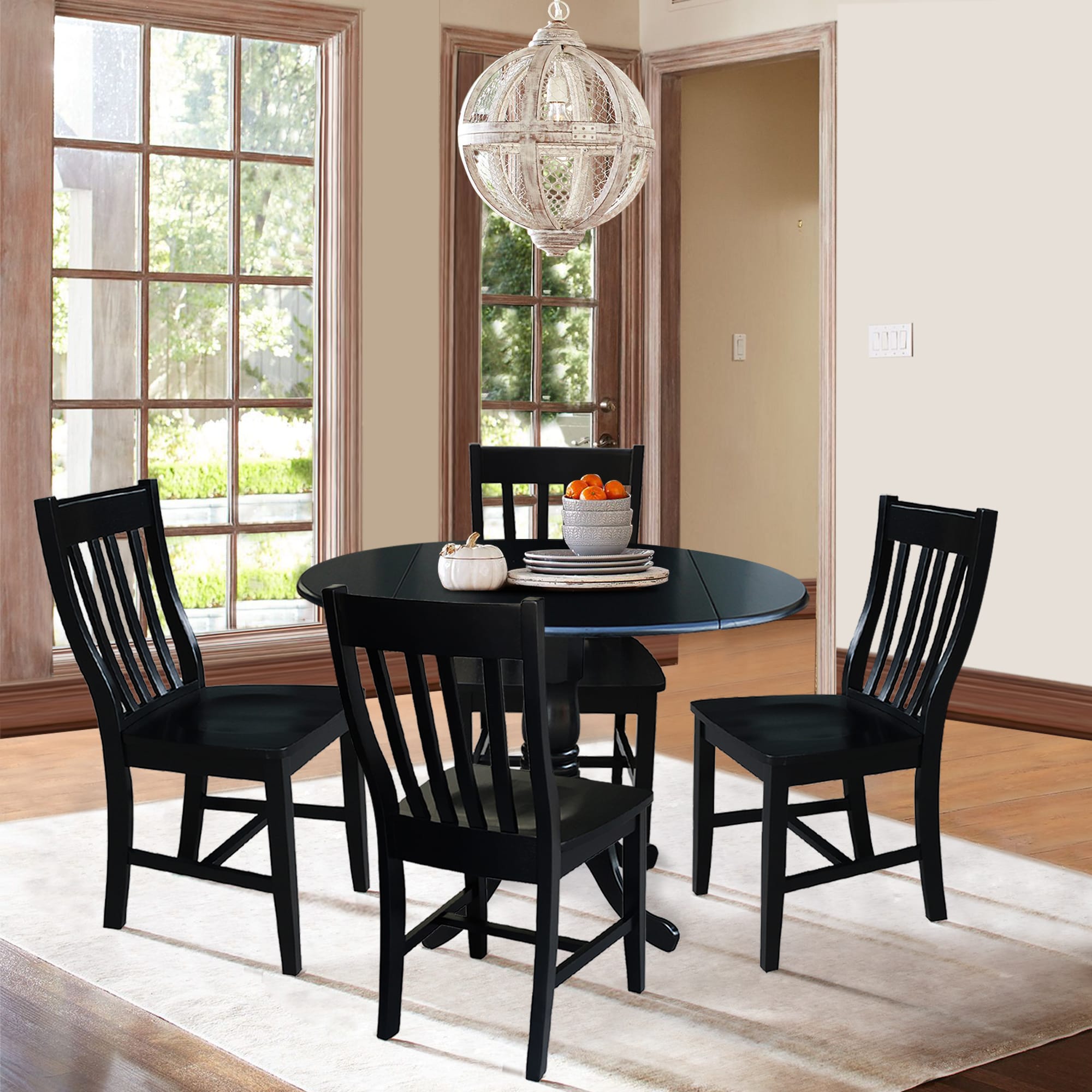 International Concepts Black Transitional Dining Room Set with Round ...