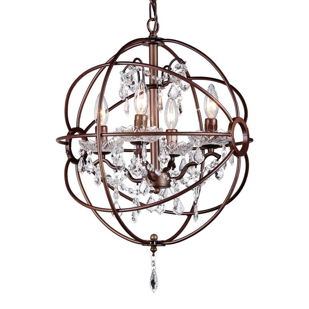 Edwards 17" Antique Bronze Crystal Candle Chandelier
