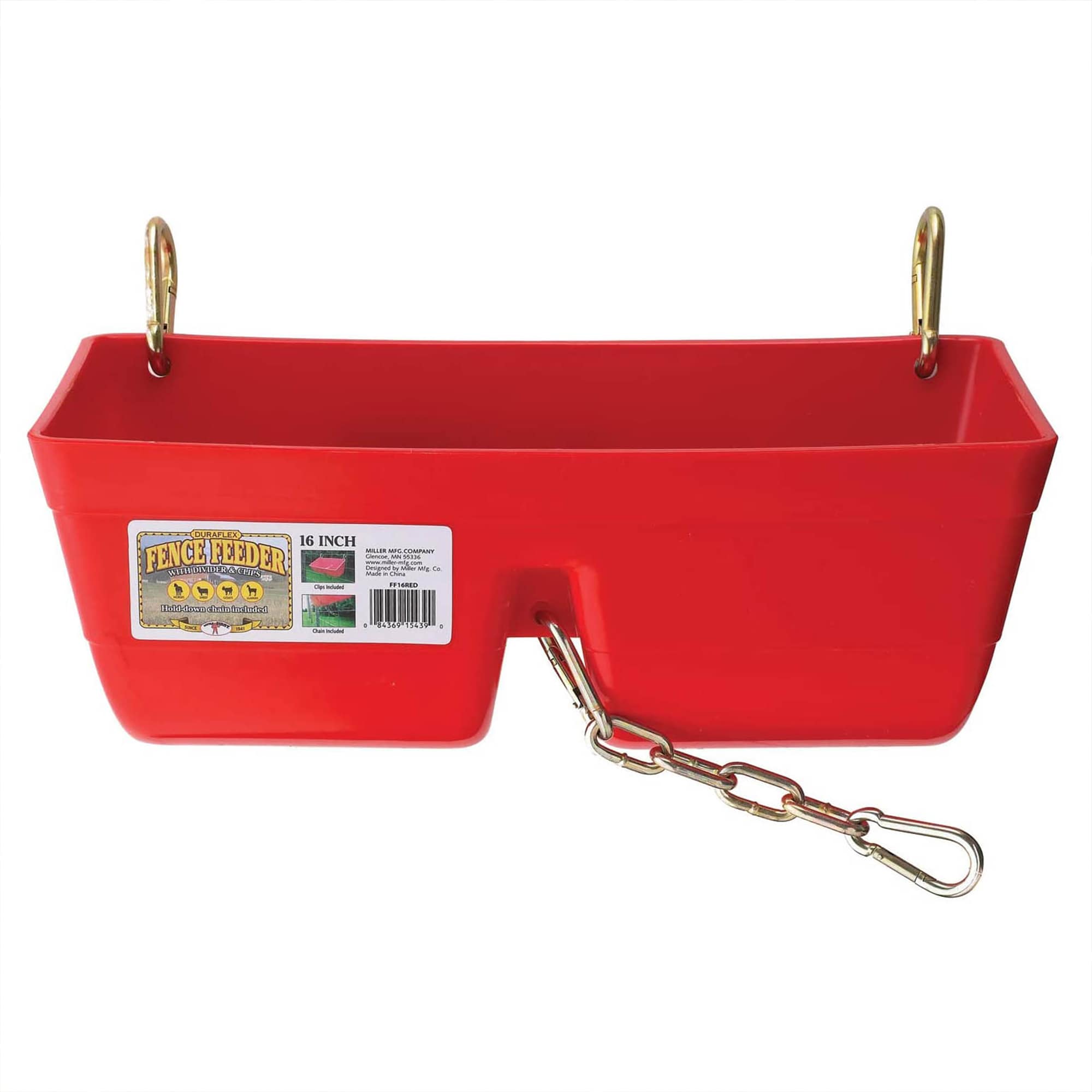 Little Giant  FF16RED 9 Quart Heavy Duty Feed Trough Bucket Fence Feeder Red