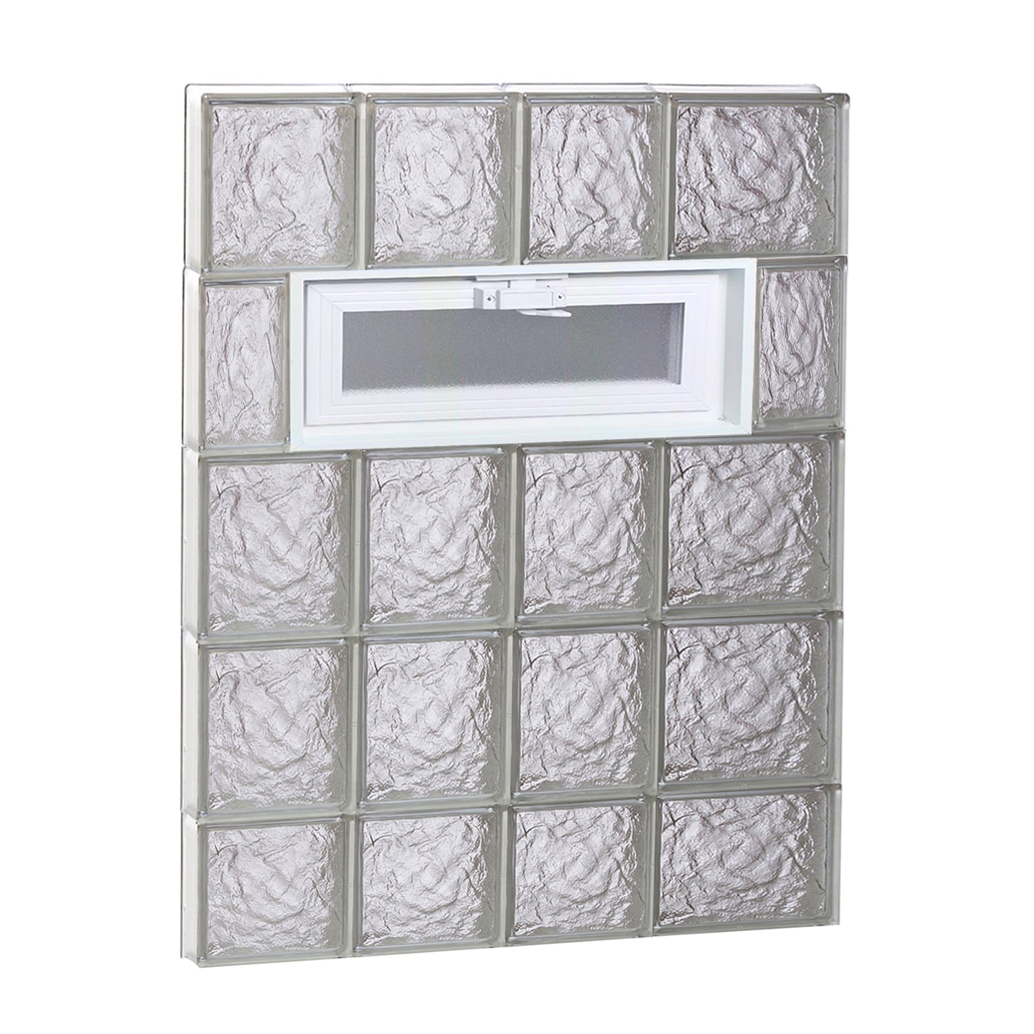 REDI2SET V2638IS Ice Glass 25-in x 36-3/4-in Frameless Replacement Vented Glass Block Window