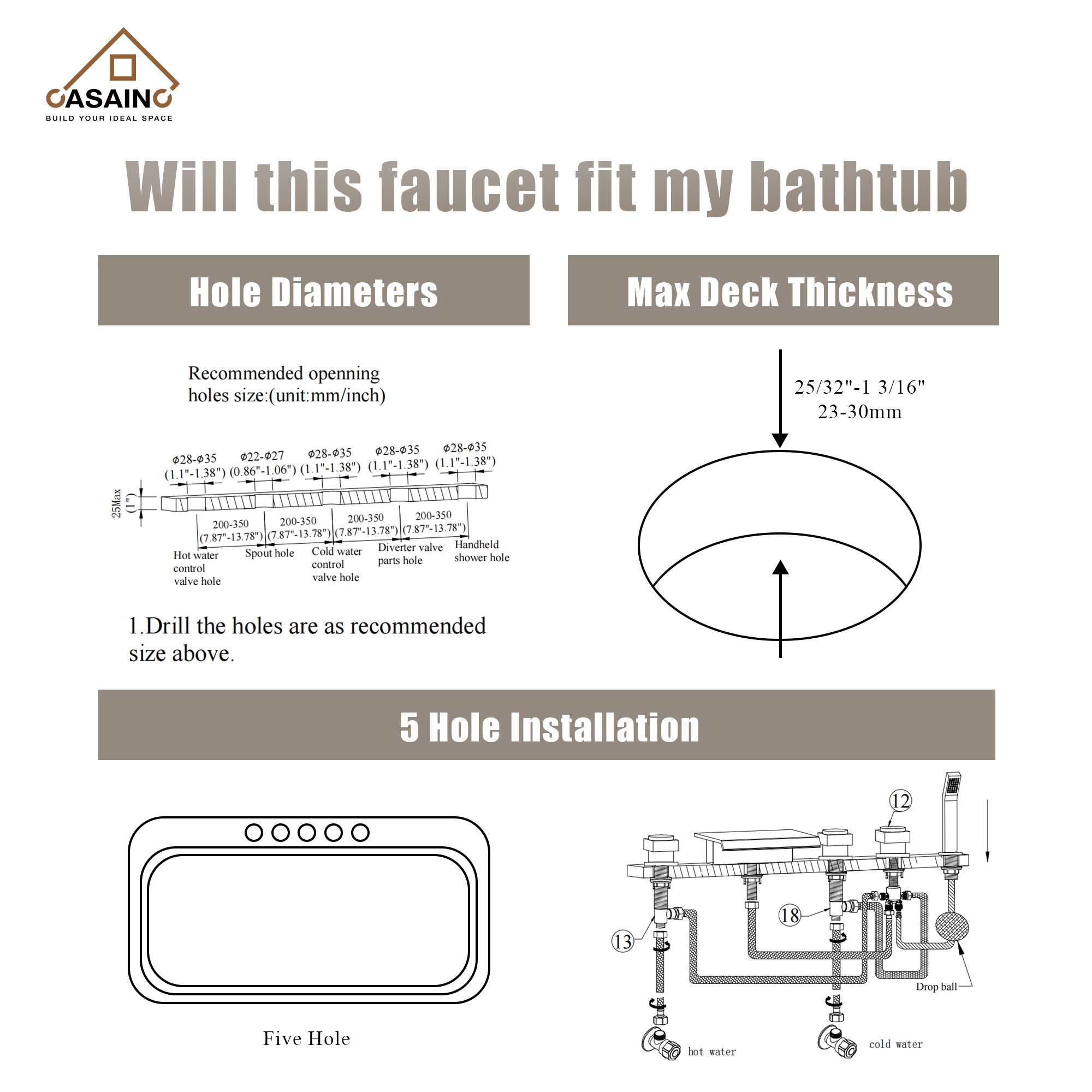 CASAINC KCLT0055-MB Roman-Tub-Faucets - View #5