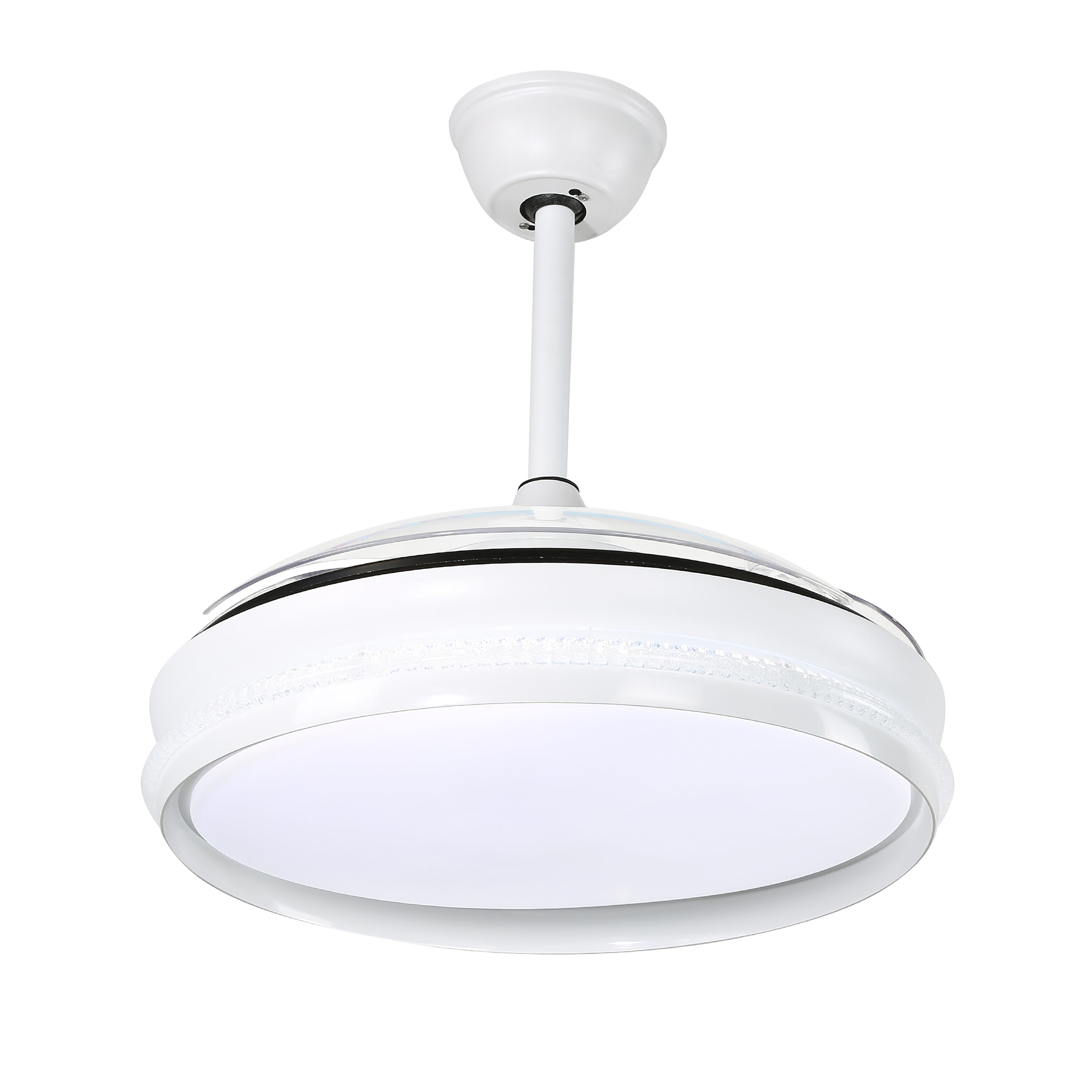 Cusp Barn BD4251-W BD4251 42-in Color-Changing Integrated LED White with ABS Blades Ceiling Fan With Light - Remote Included ( 3 -Blade )