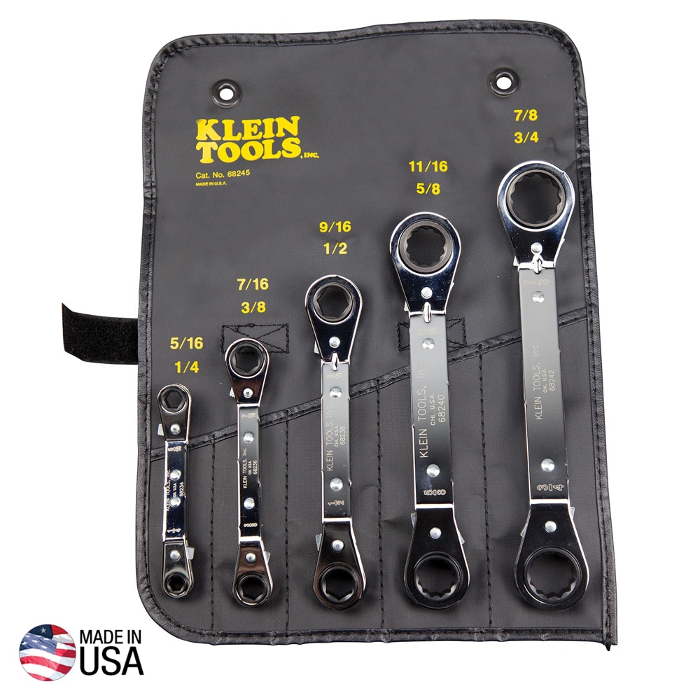 Klein Tools 68245 Reversible Ratcheting Box Wrench Set, 5-Piece
