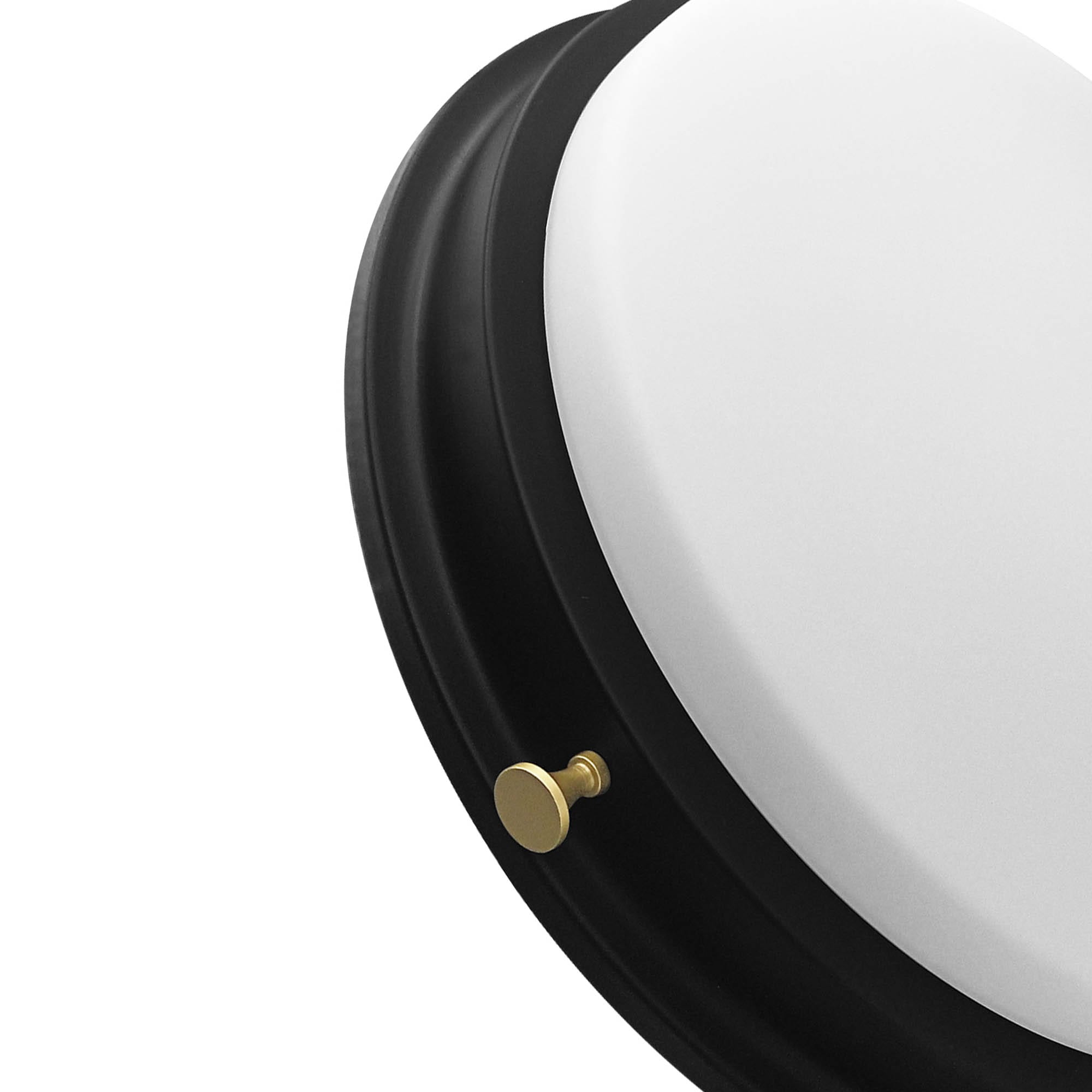 14'' Matte Black LED Flush Mount Ceiling Light with Frosted Glass Shade