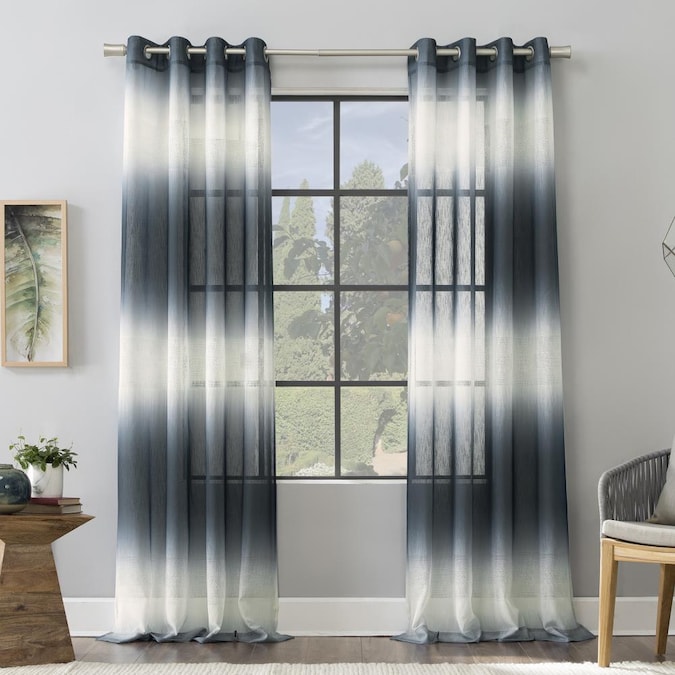 Scott Living 96 In Blue Polyester Sheer, Grommet Curtain Panels 96