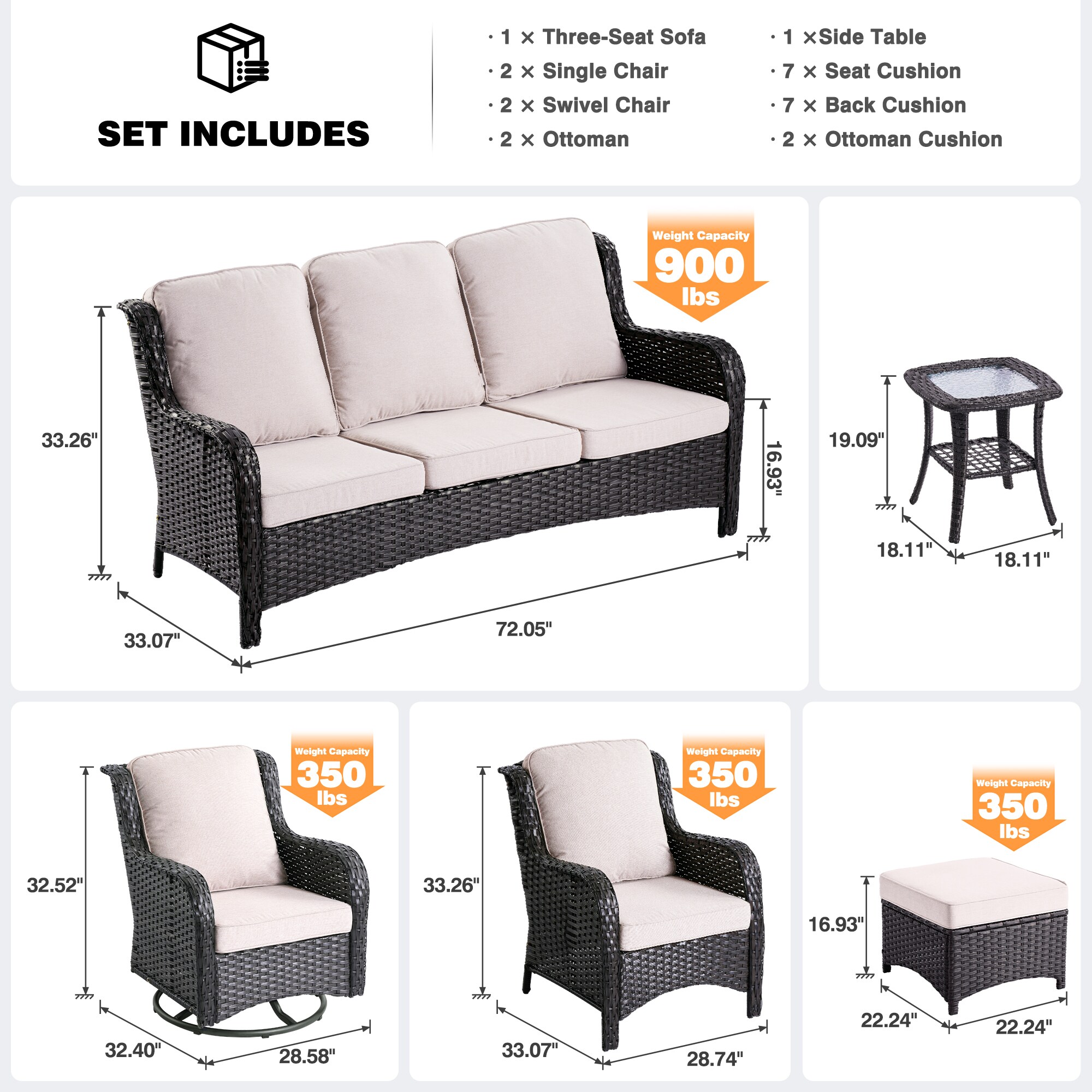 Ovios NTC-608Y Patio-Conversation-Sets - View #7