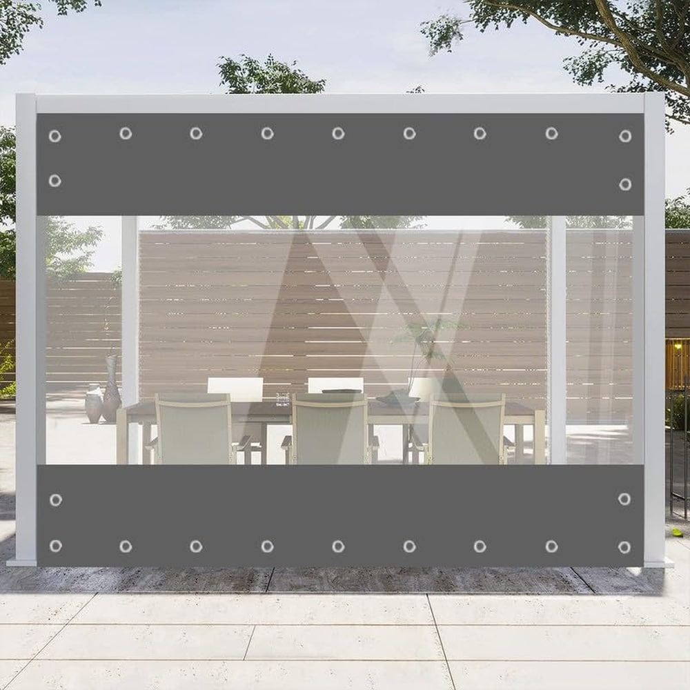 SenQWFa Clear Vinyl Patio Curtains Heavy Duty Waterproof Anti UV Tear Resistant Tarpaulin with Grommets Weatherproof Panels for Porch Pergola #LDC0817C1057