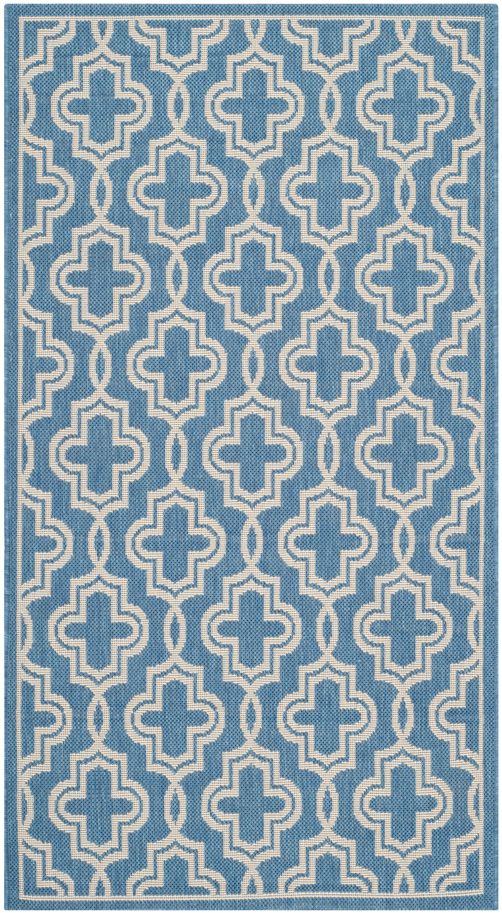 Martha Stewart MSR4274-243-3 Marjanca 3 x 5 (ft) Loomed Polypropylene Blue/Beige Rectangular Indoor Abstract Coastal Throw rug