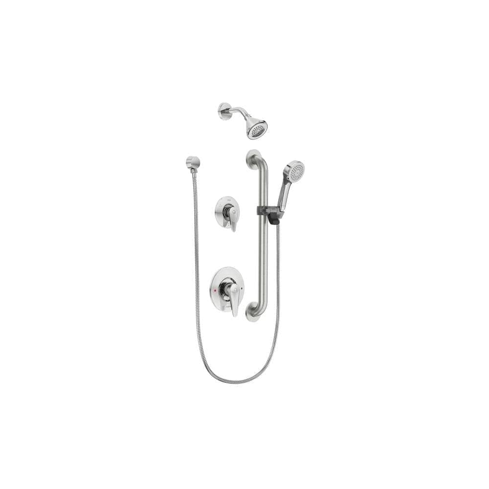 Moen  T9342GBM15 MDura 1.5 GPM Shower System  Includes Valve Trim Shower Arm Showerhead Grab Bar Handshower Hose and Elbow Supply