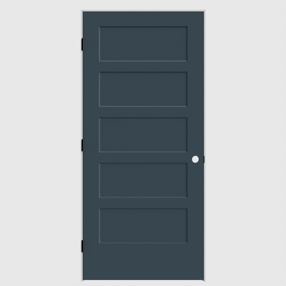 Masonite 640784 36-in x 80-in Slate Solid core 5-panel square Right hand Smooth Primed Molded composite Flat Jamb Single Prehung Interior Door