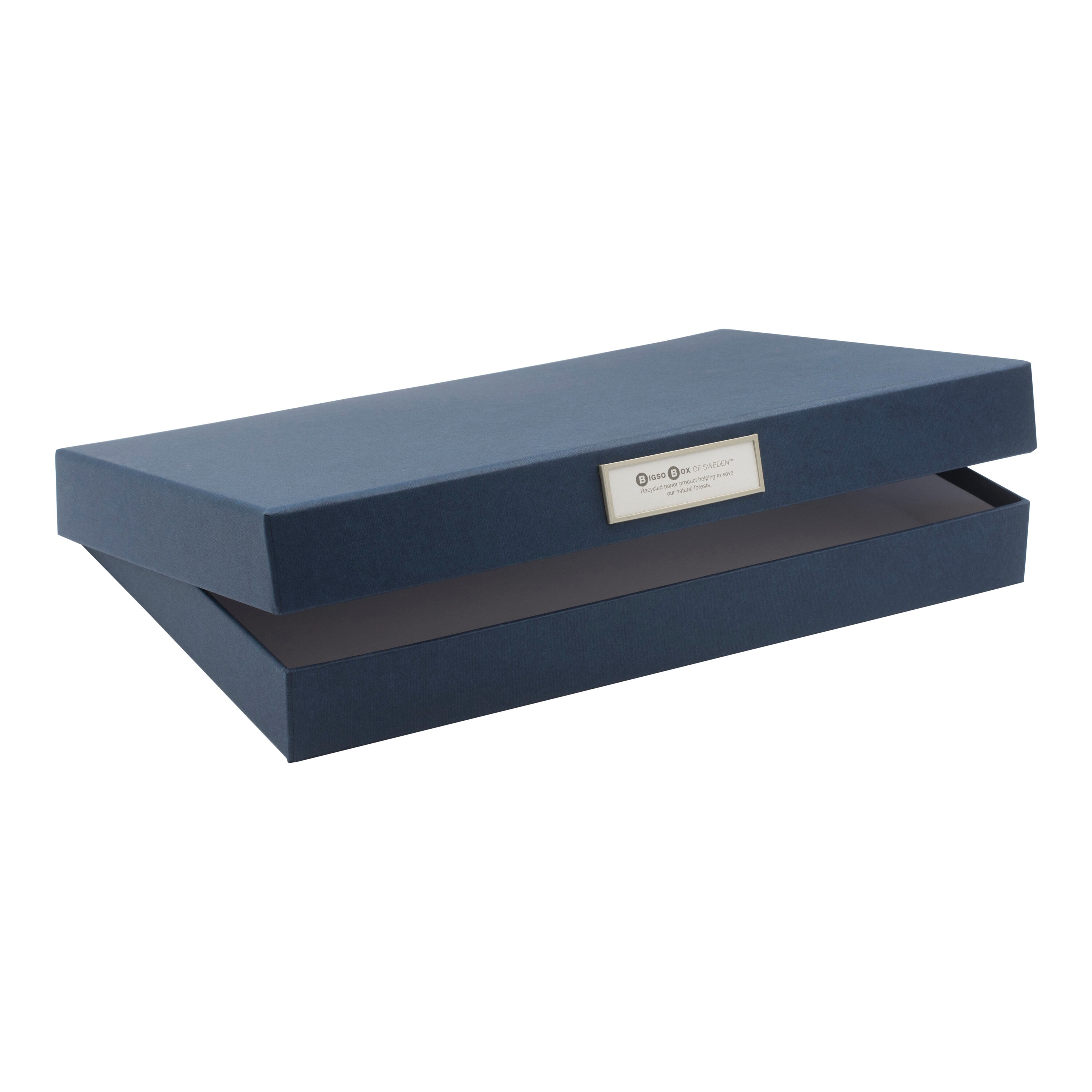 BIGSO BOX OF SWEDEN 672156941-X3 3-Pack Sven 13.2-in W x 1.8-in H x 9.3-in D Navy Paper Stackable Bin