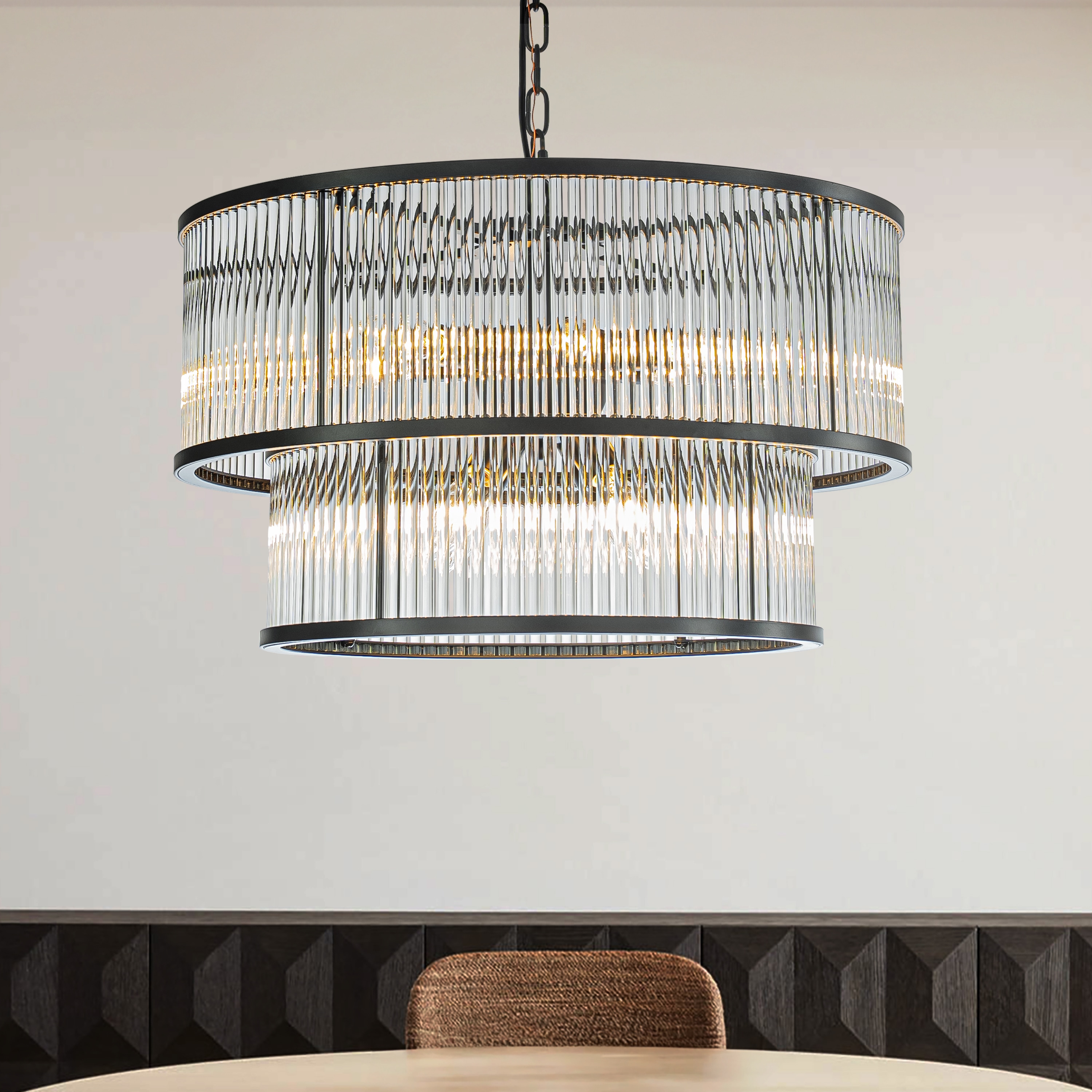 AloaDecor Lighting L7209D50MB10A 10 -Light Matte Black Modern/contemporary For Use in Bedrooms, Dining Rooms, Foyers, Kitchens, Living Rooms Chandelier