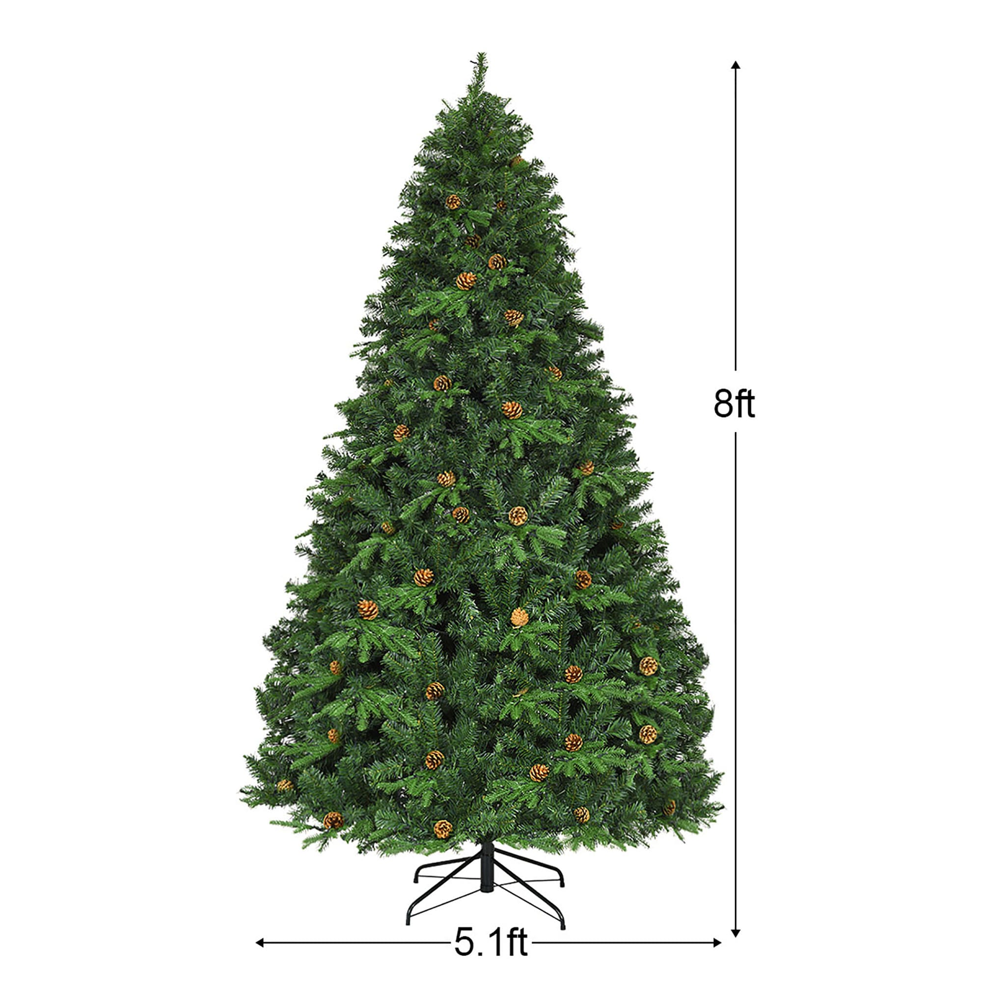 8ft Pre-lit Artificial Pine Christmas Tree with Warm White LED Lights