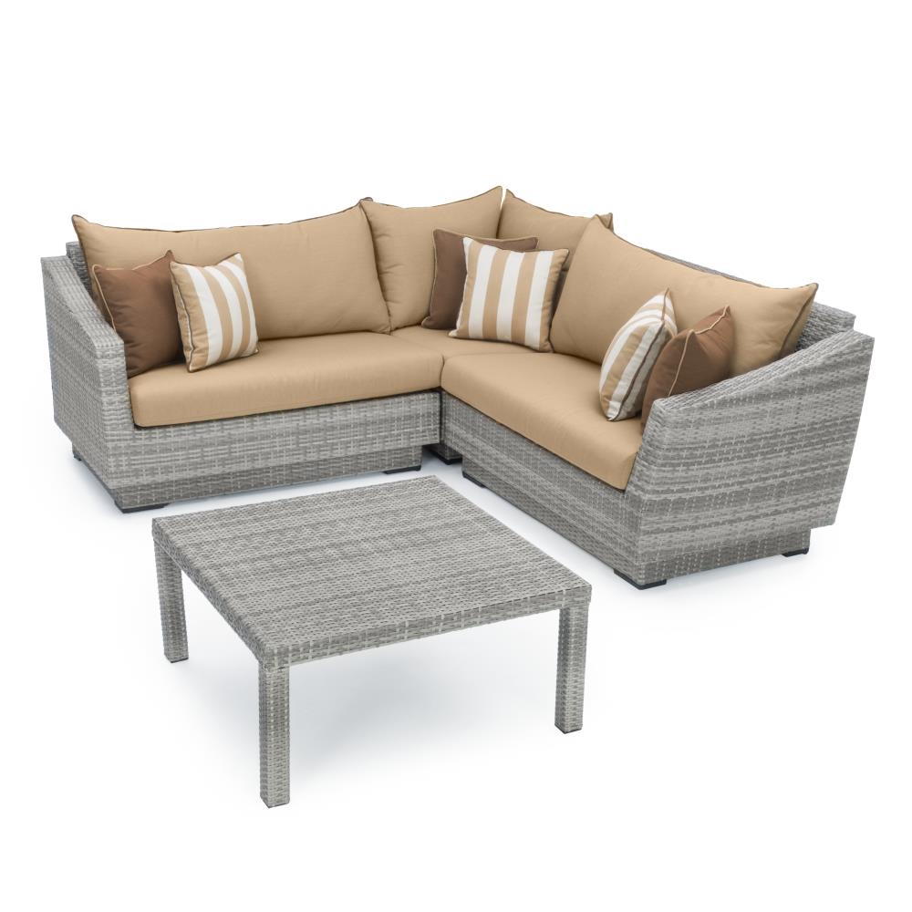 RST Brands OP-PESS4-CNS-MXM-K Cannes 4 -Piece Wicker Patio Sofa Conversation Set with Off-white Sunbrella Cushions