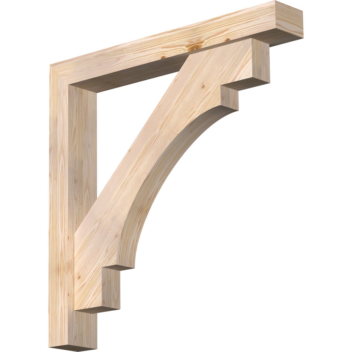 Ekena Millwork 1463361 Merced block smooth bracket with offset brace 5-1/2-in x 38-in x 38-in Douglas fir Brown Wood Standard bracket