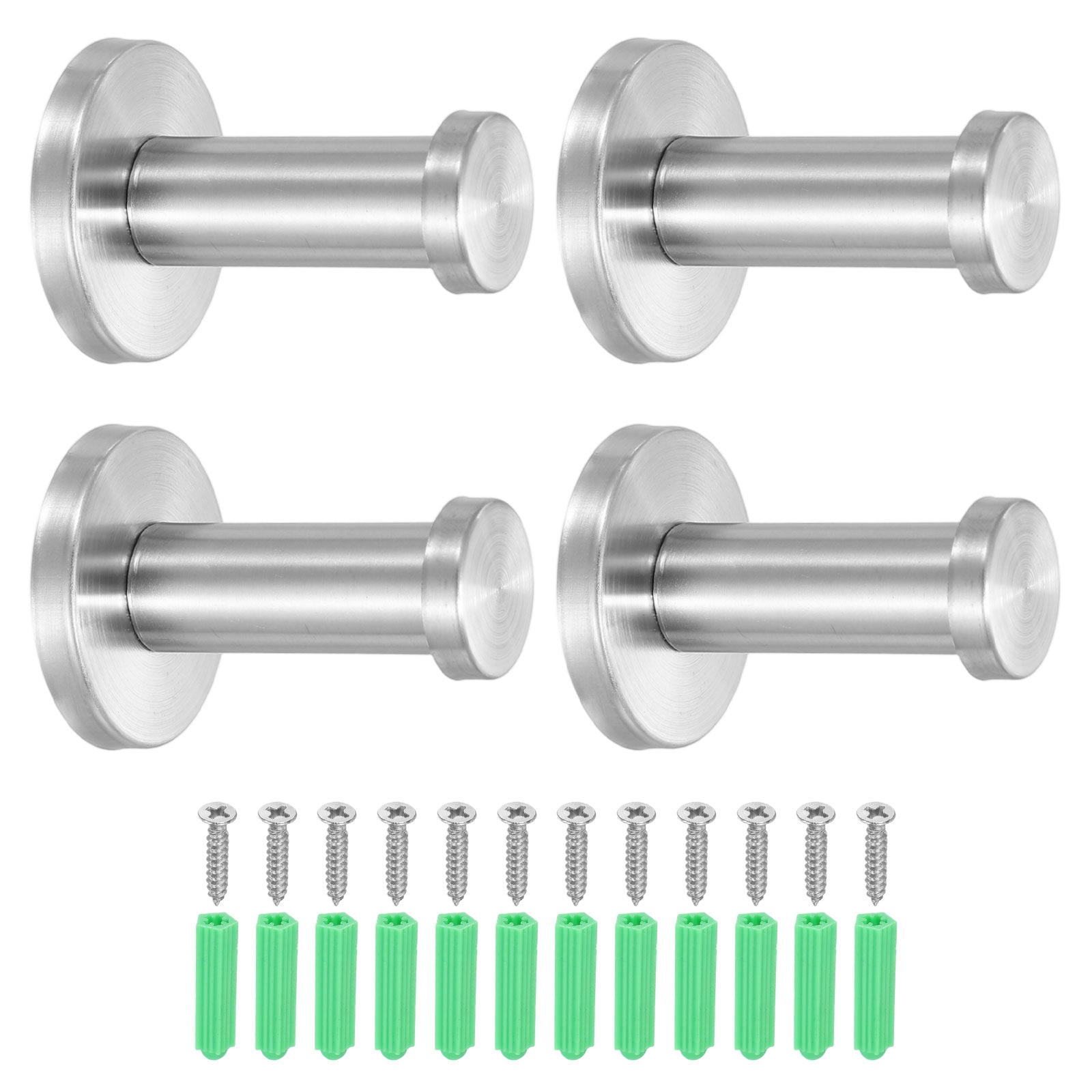 Unique Bargains - 4pcs Stainless Steel Bathroom Towel Hooks 2x0.7 Inch Heavy Duty Robe Coat Hooks...