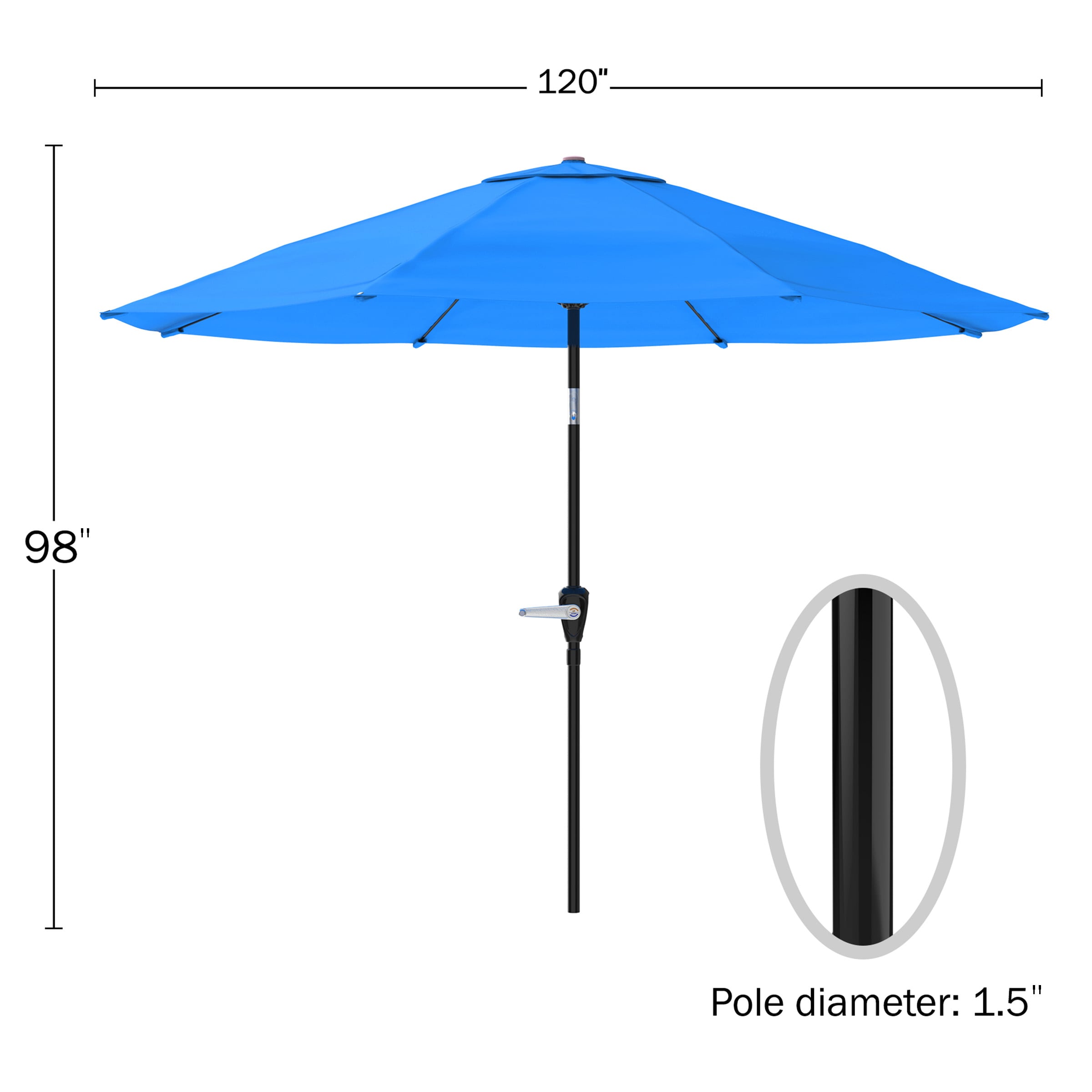 Nature Spring 10 ft Round Blue Polyester Patio Umbrella with Crank ...