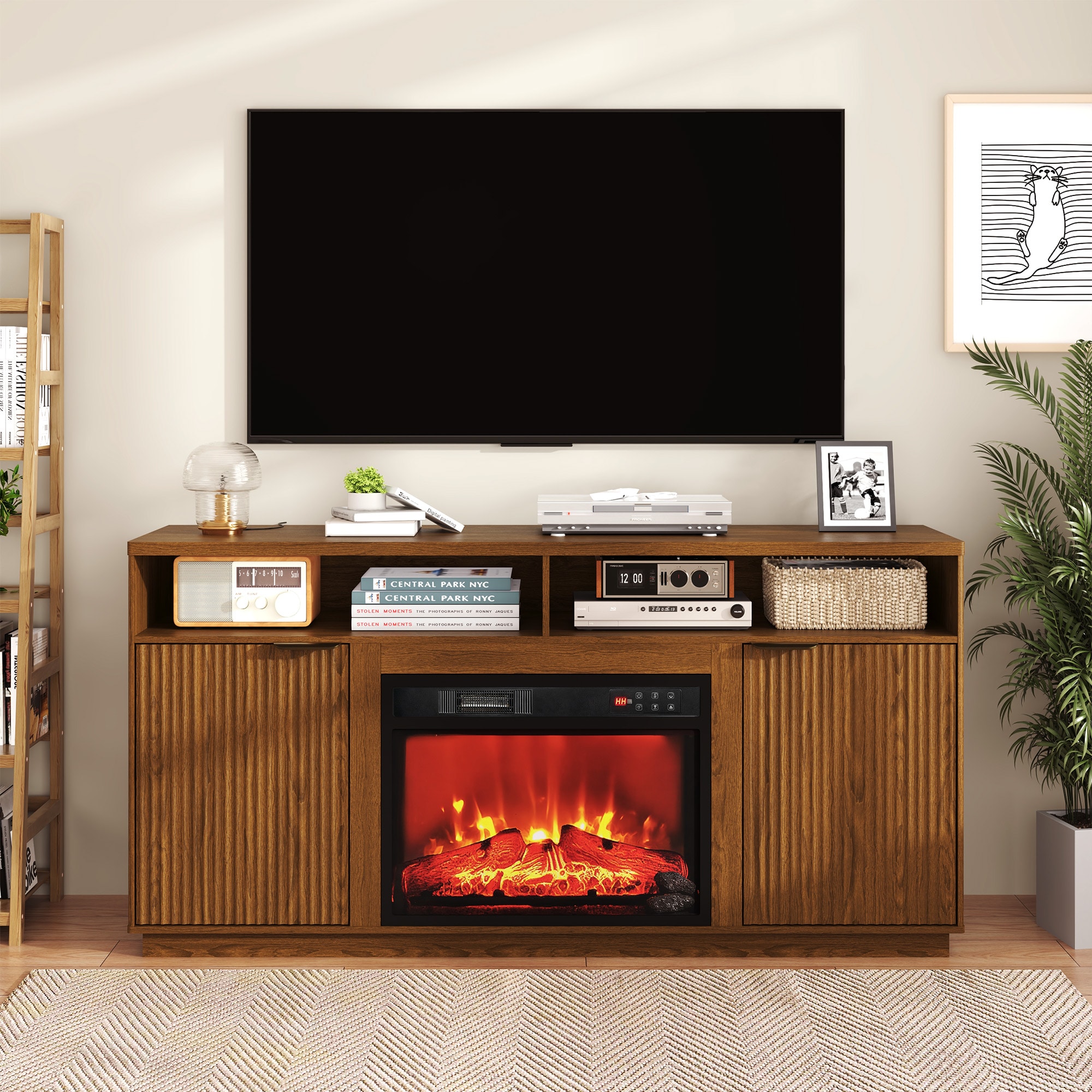 COCO DESIGN Modern/Contemporary Brwon 59.05-in W TV stand ( Accommodates TVs up to 65-in )