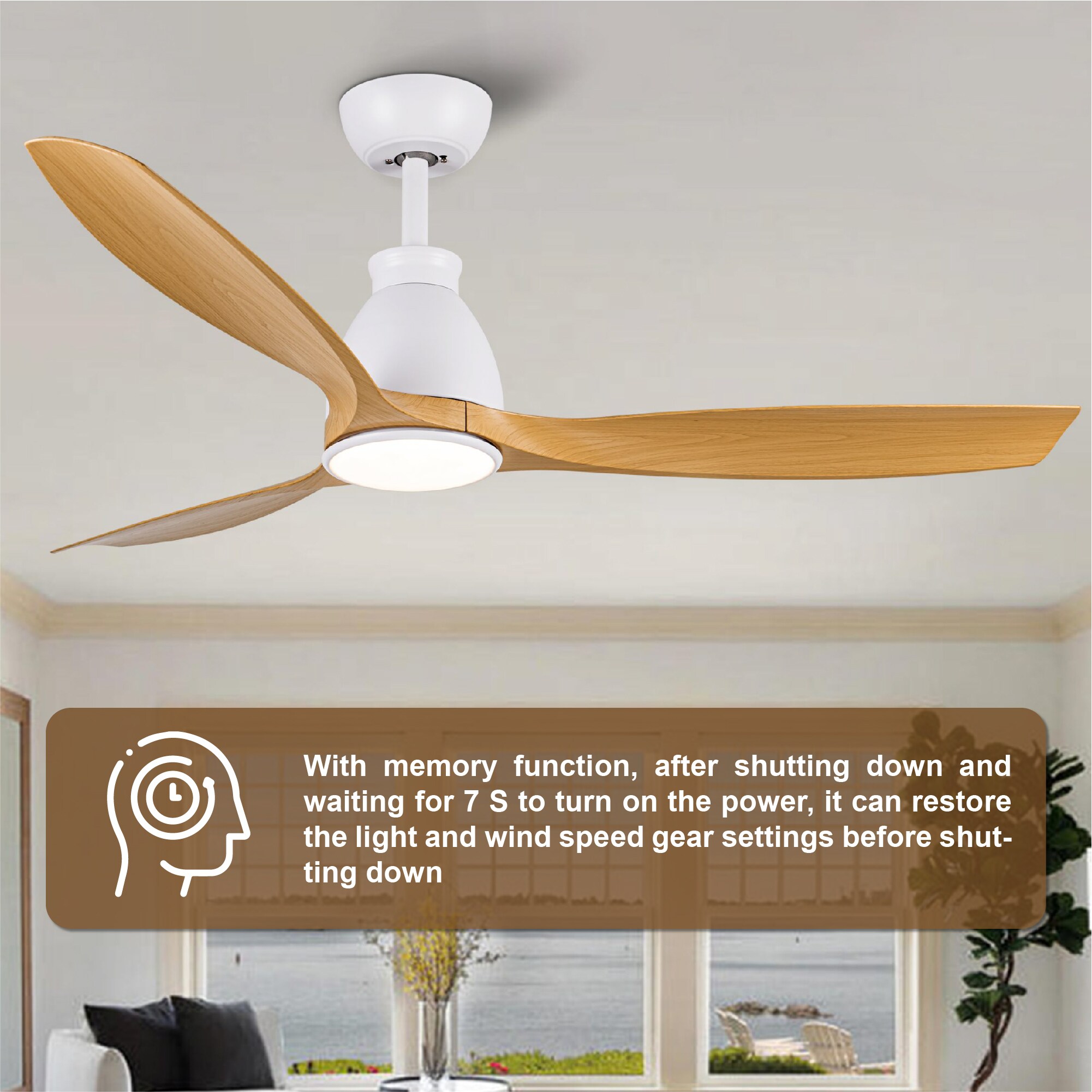 For Living Reversible 5-Blade 3-Speed Ceiling Fan with Lighting, 42-in,  Oak/Walnut