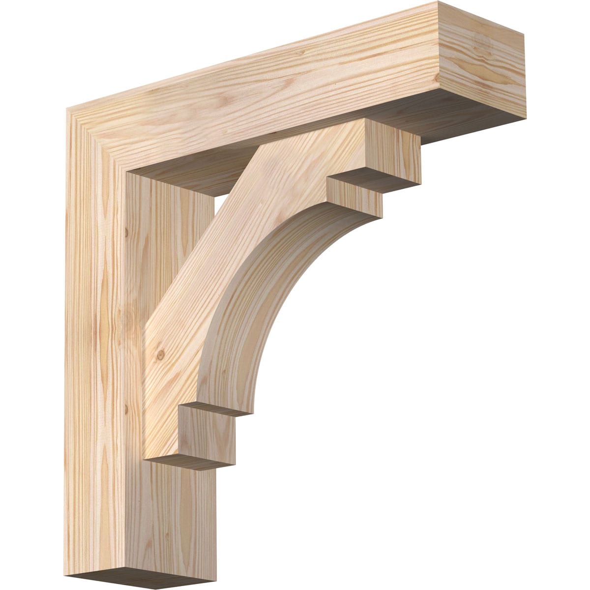 Ekena Millwork 1463337 Merced block smooth bracket with offset brace 5-1/2-in x 20-in x 20-in Douglas fir Brown Wood Standard bracket