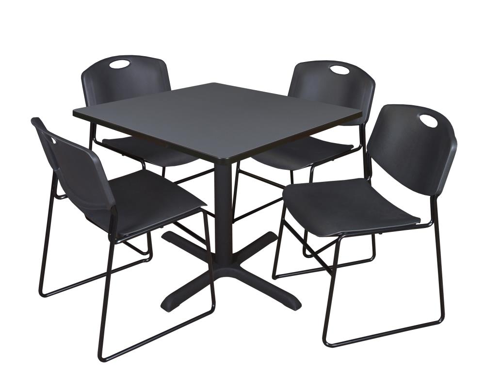 Regency TB4242GY44BK Breakroom Gray 4-Person Training Table (42-in W x 29-in H)