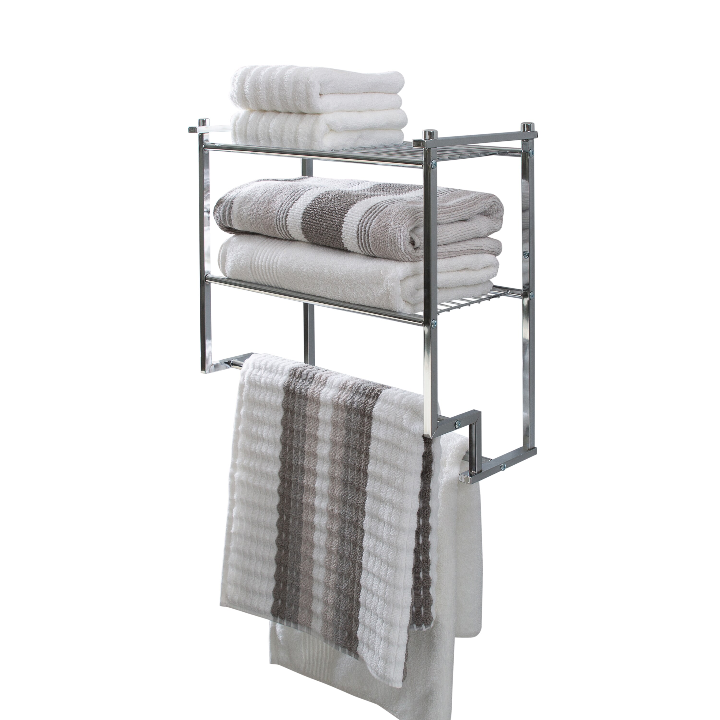 2 Tier Wall Basket Organizer With Towel Holder