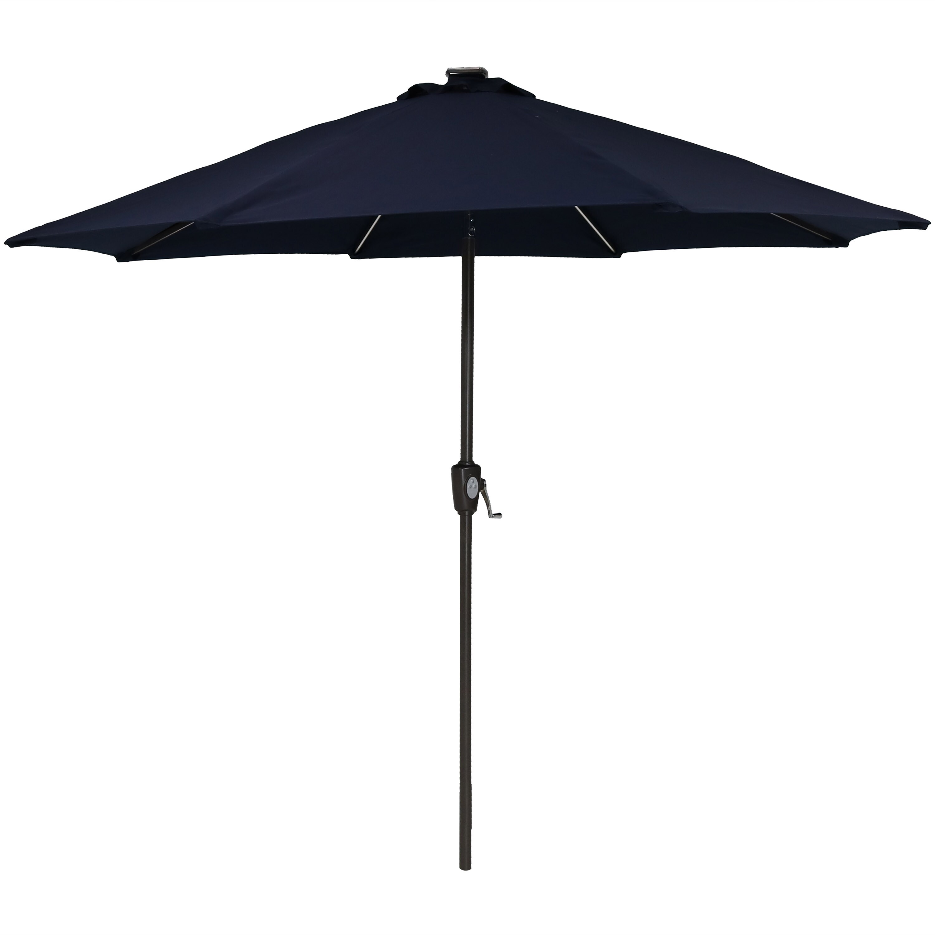 Sunnydaze Decor JLP-679 8.5-ft Aluminum Navy Push-button Tilt Market Patio Umbrella with Lights