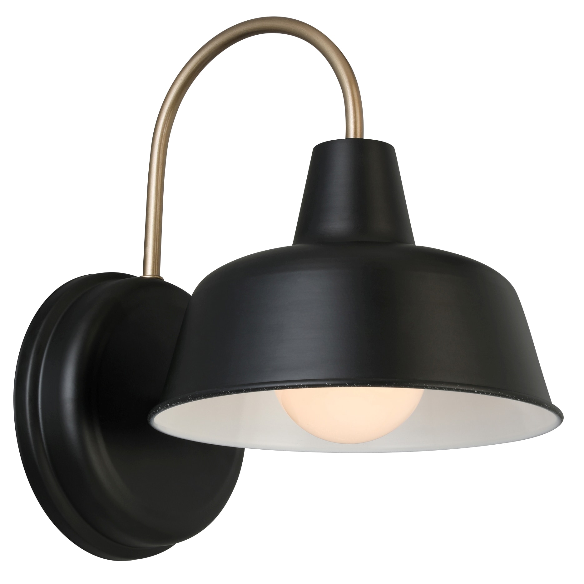 Matte Black and Gold 11" Industrial Wall Light