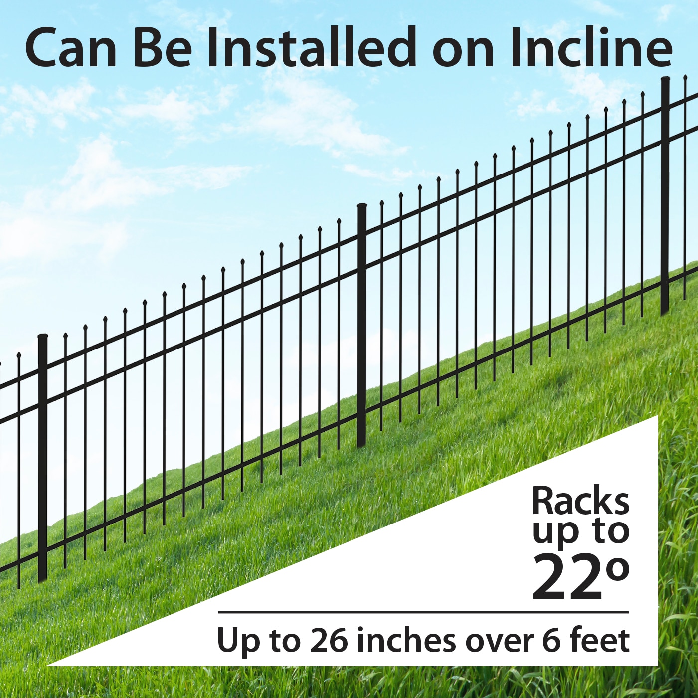 Ironcraft Fences 6 ft. x 6 ft. Euro Steel Fence Panel, Black