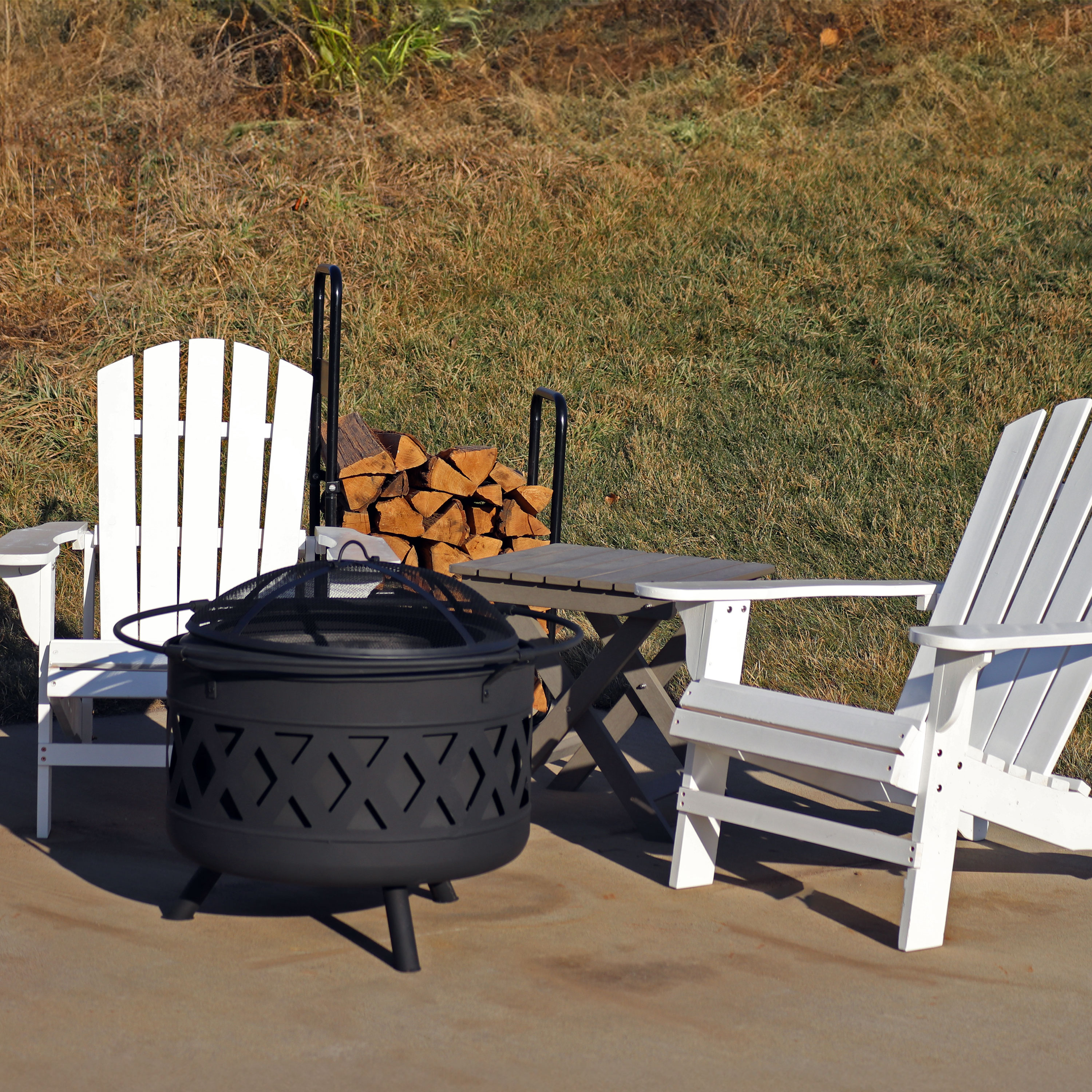 Sunnydaze Decor NB-977-991 30-in W Black Steel Wood-Burning Fire Pit