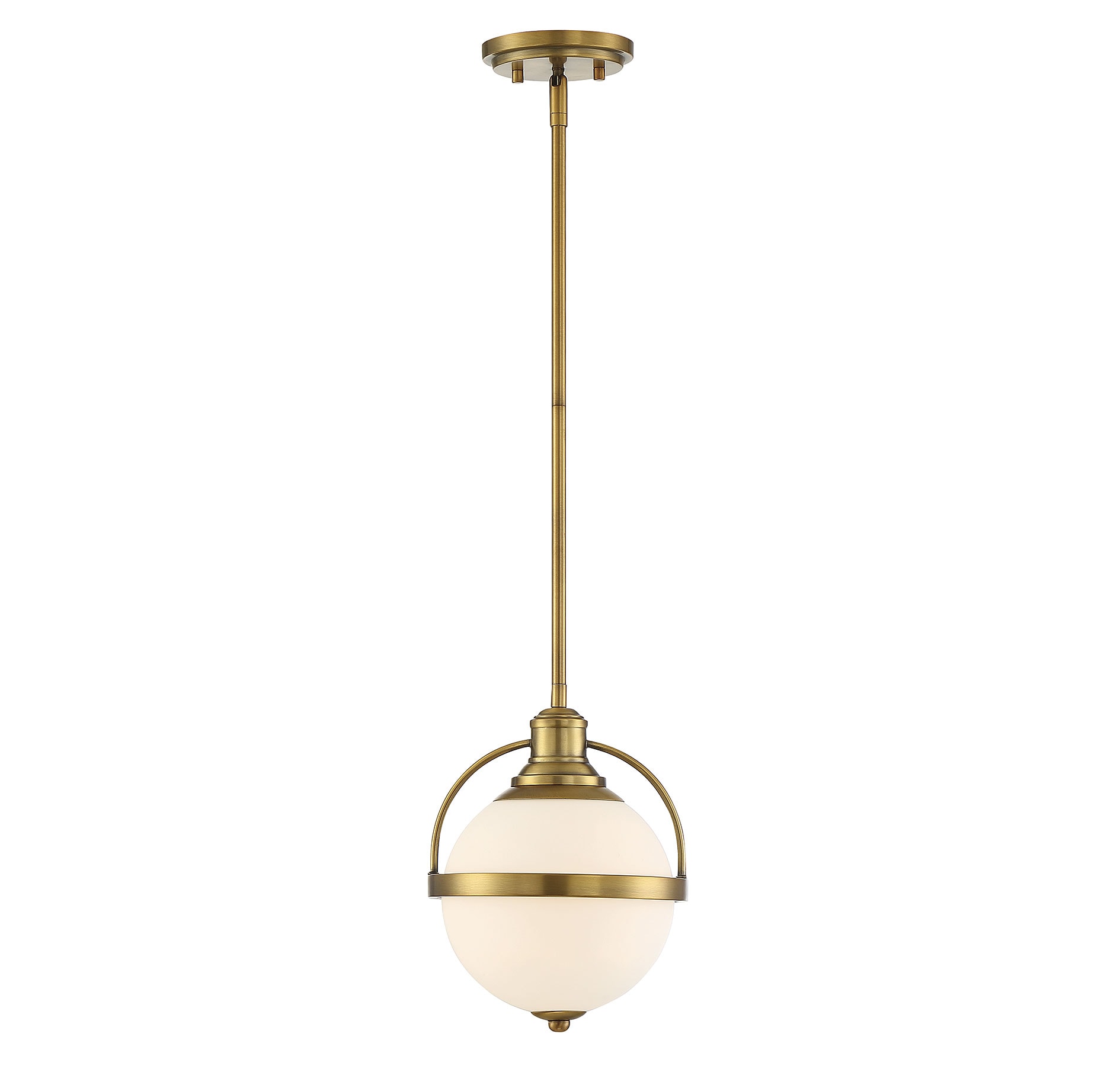 Westbourne Warm Brass Mini Pendant with White Opal Glass