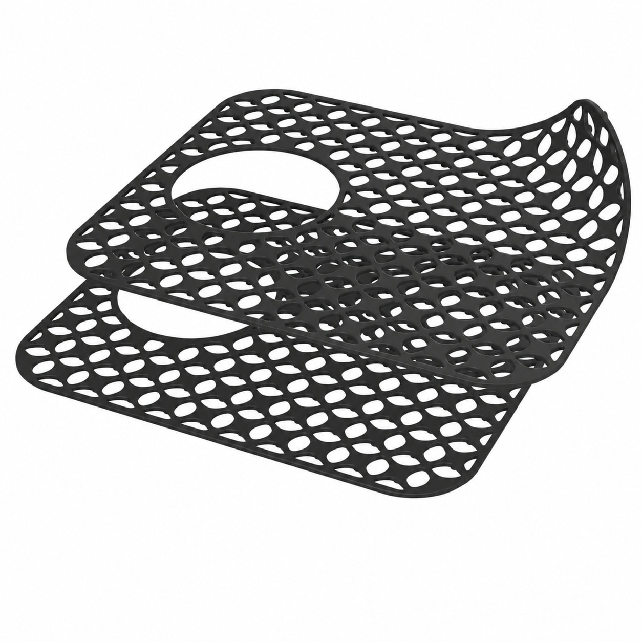 Aoibox  2 Piece Silicone Kitchen Sink Mat Set Non Slip Heat Resistant Farmhouse Sink Protector with Side Drain Black