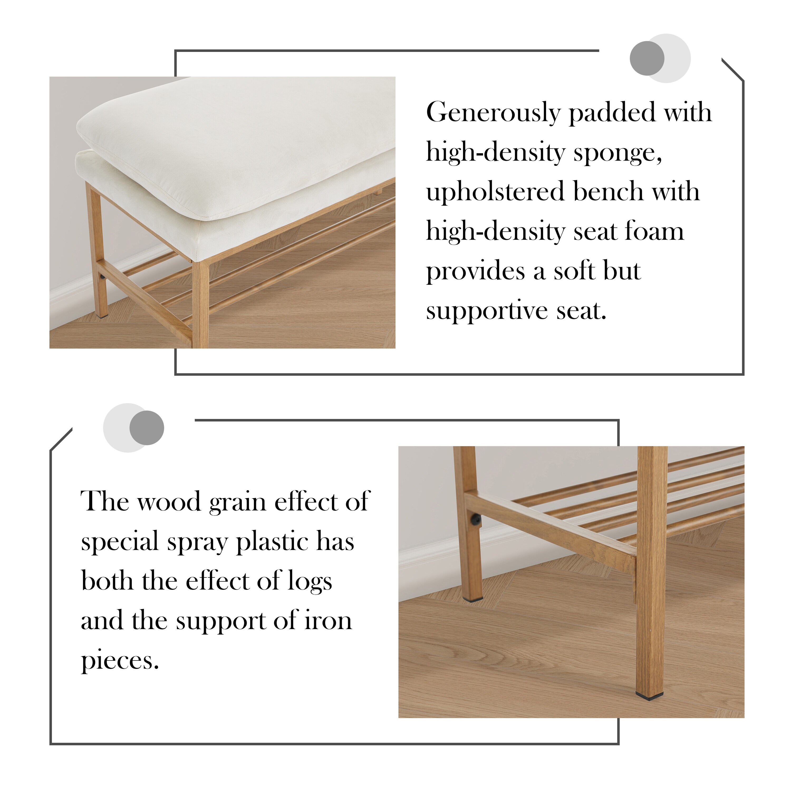 Hrinhom HC-W4107-BEIGE bench - View #8