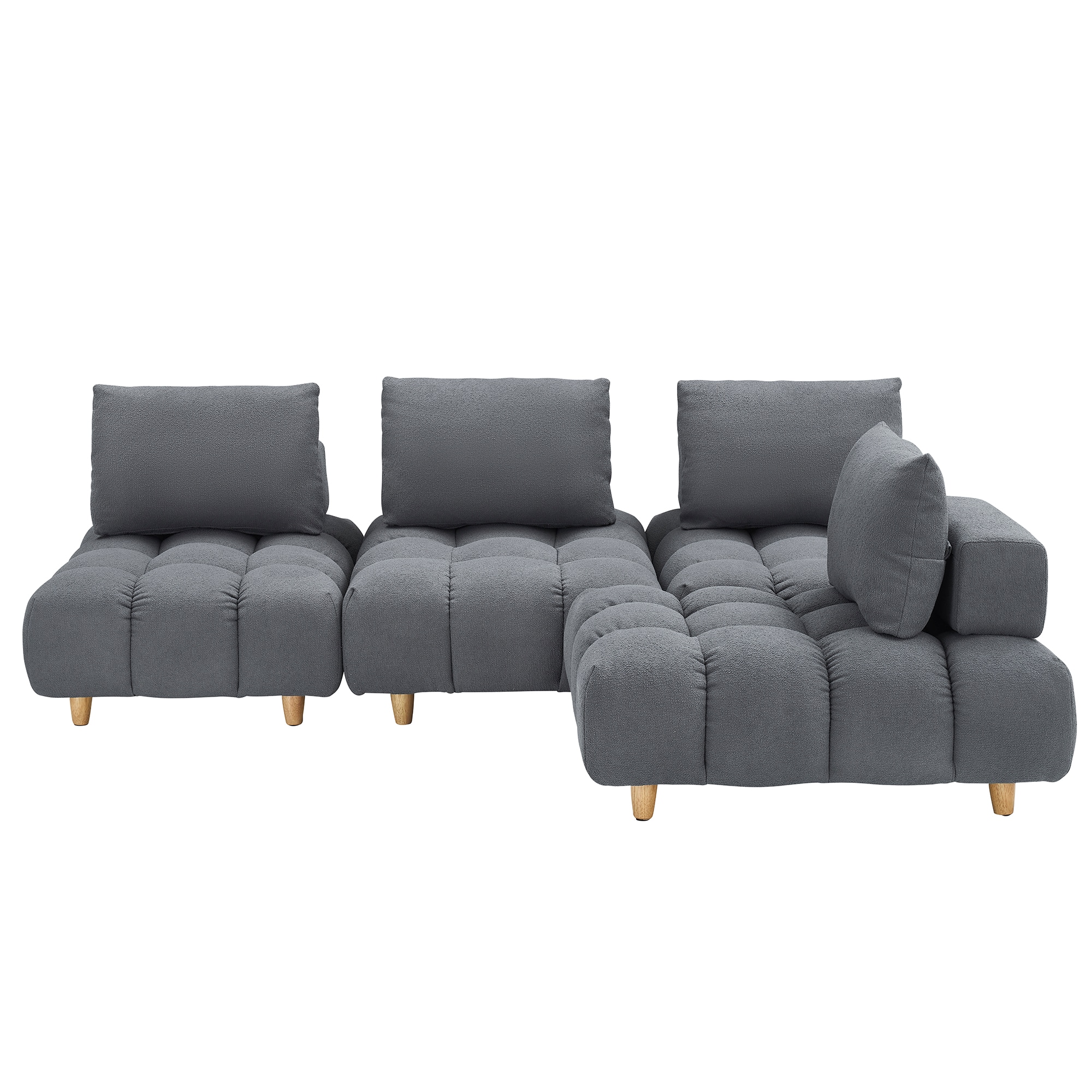 Bybafun YC5200108 120-Inches Modern Gray Sofa