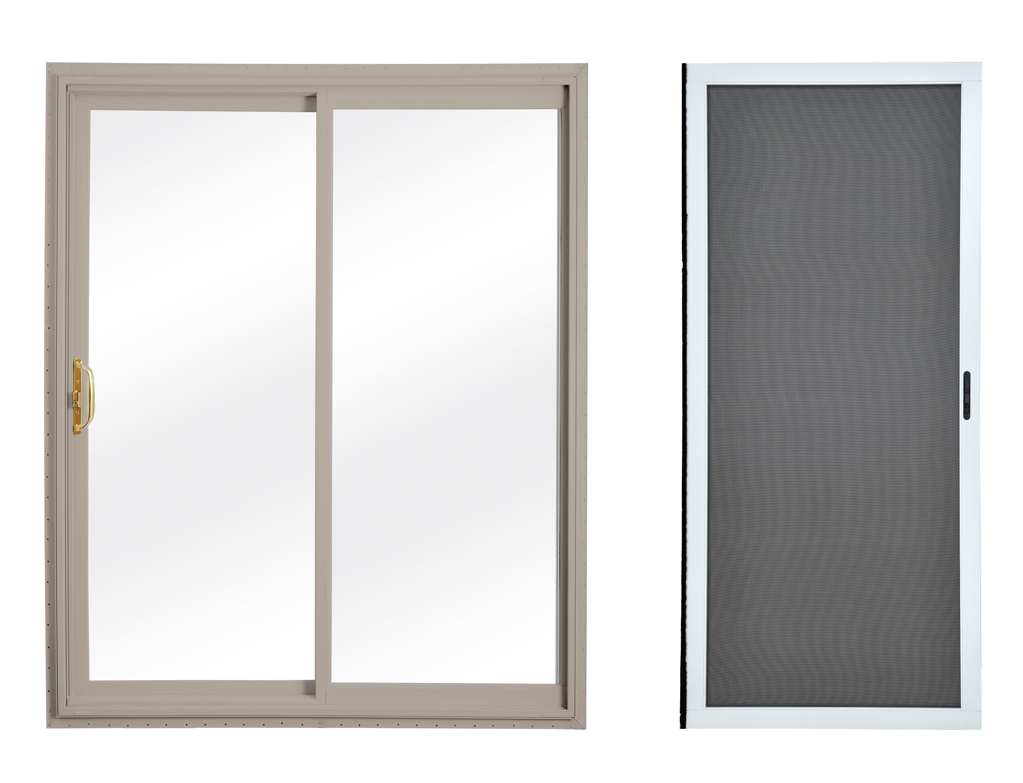 RELIABILT  72-in x 80-in Tempered Clay Vinyl Universal Sliding Patio Door with Screen