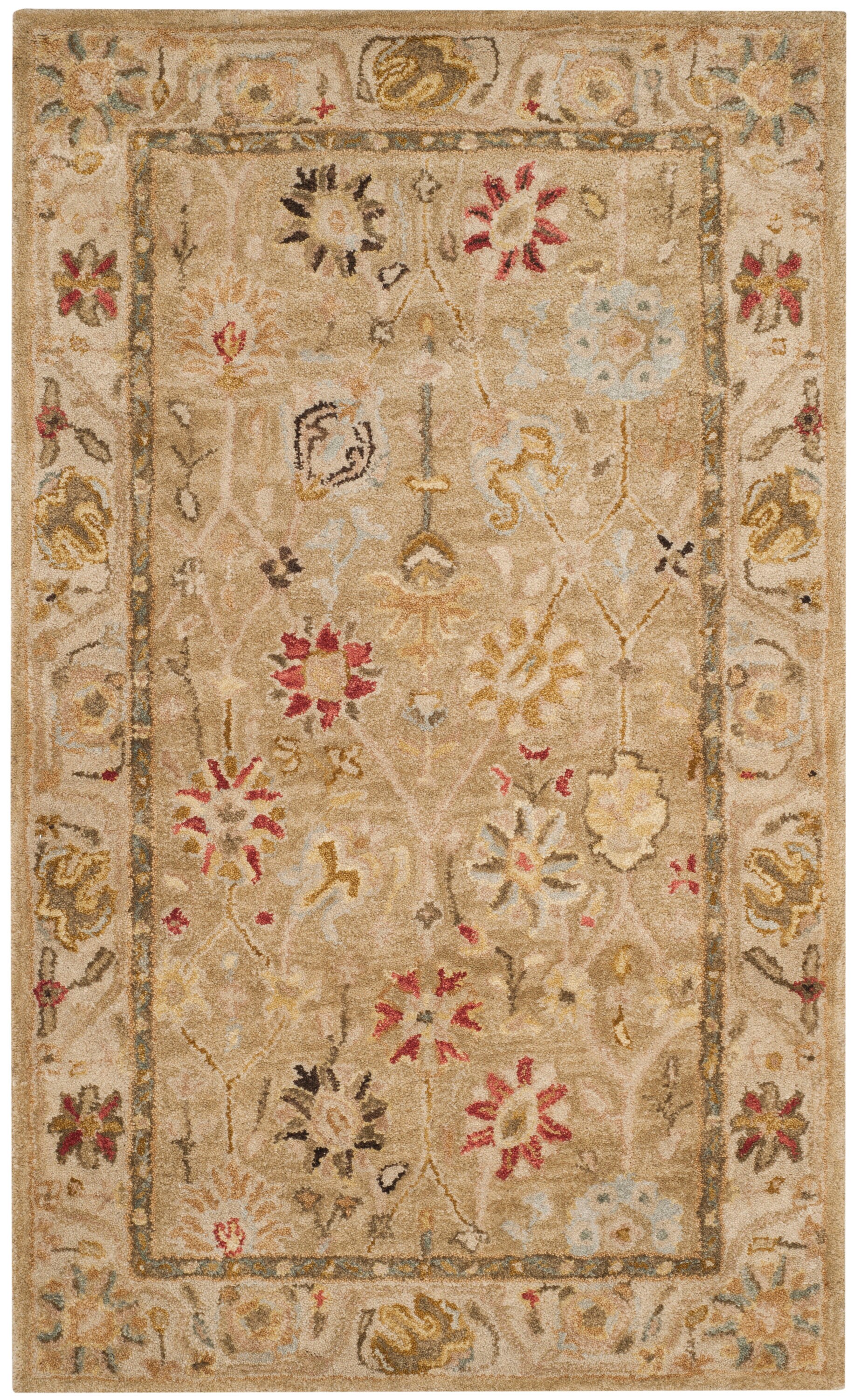 Heirloom Taupe & Beige Wool 3' x 5' Hand-Tufted Area Rug