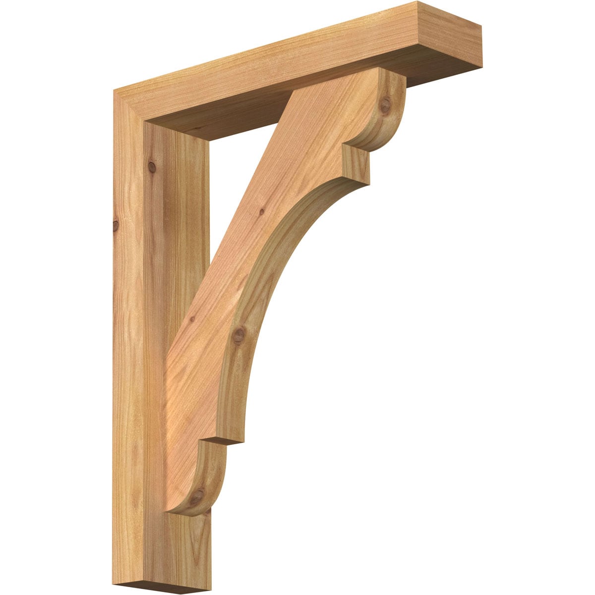 Ekena Millwork 1463506 Olympic Block Smooth Bracket with Offset Brace 3-1/2-in x 14-in x 18-in Western red cedar Brown Wood Standard bracket
