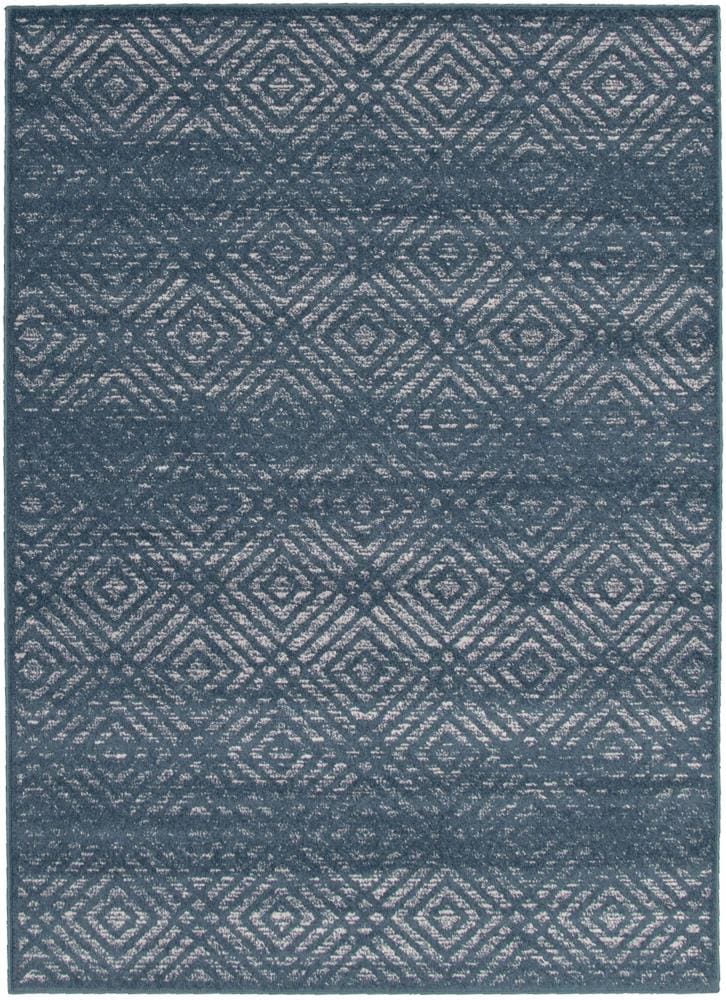 ECARPETGALLERY 315501 Ember 5 x 7 (ft) Loomed Polypropylene Silver. Petrol Rectangular Indoor Bohemian/Eclectic Area rug