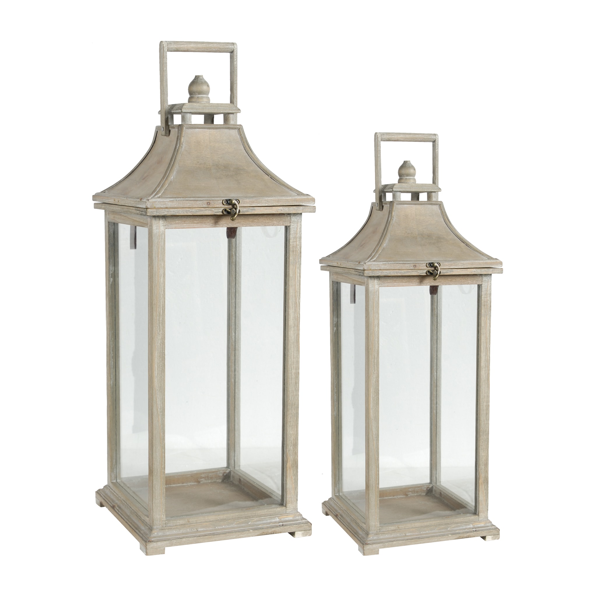 Siavonce XH44681 10.6-in x 28.4-in Ivory Wood Pillar candle Outdoor Decorative Lantern
